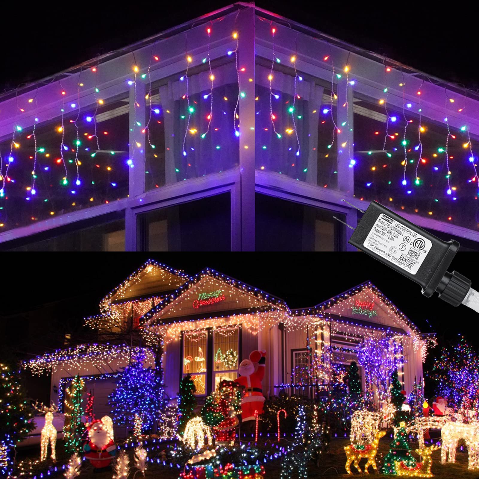 Toodour Icicle Christmas Lights, 612 Led 50.4Ft 8 Modes Icicle String Lights With 102 Drops, Window Curtain Fairy Icicle Lights,