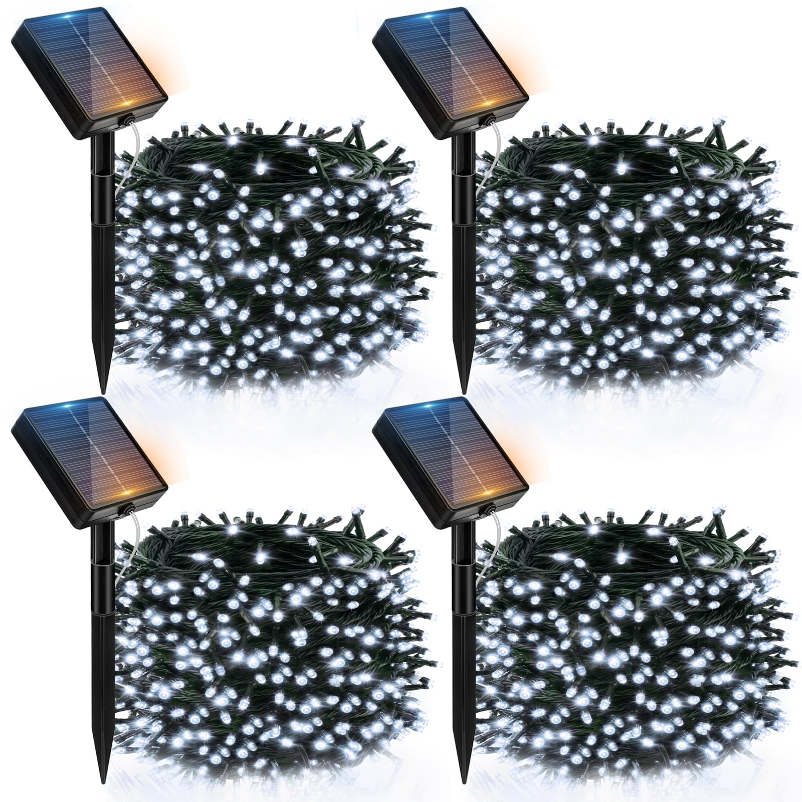 Btfarm 4 Pack Solar Christmas Lights Outdoor  Total 157Ft 480Led Solar String Lights Outside Waterproof  8 Modes Twinkle Tree Light Solar Powered For Xmas Garden Patio Party Wedding Decor  Cool White