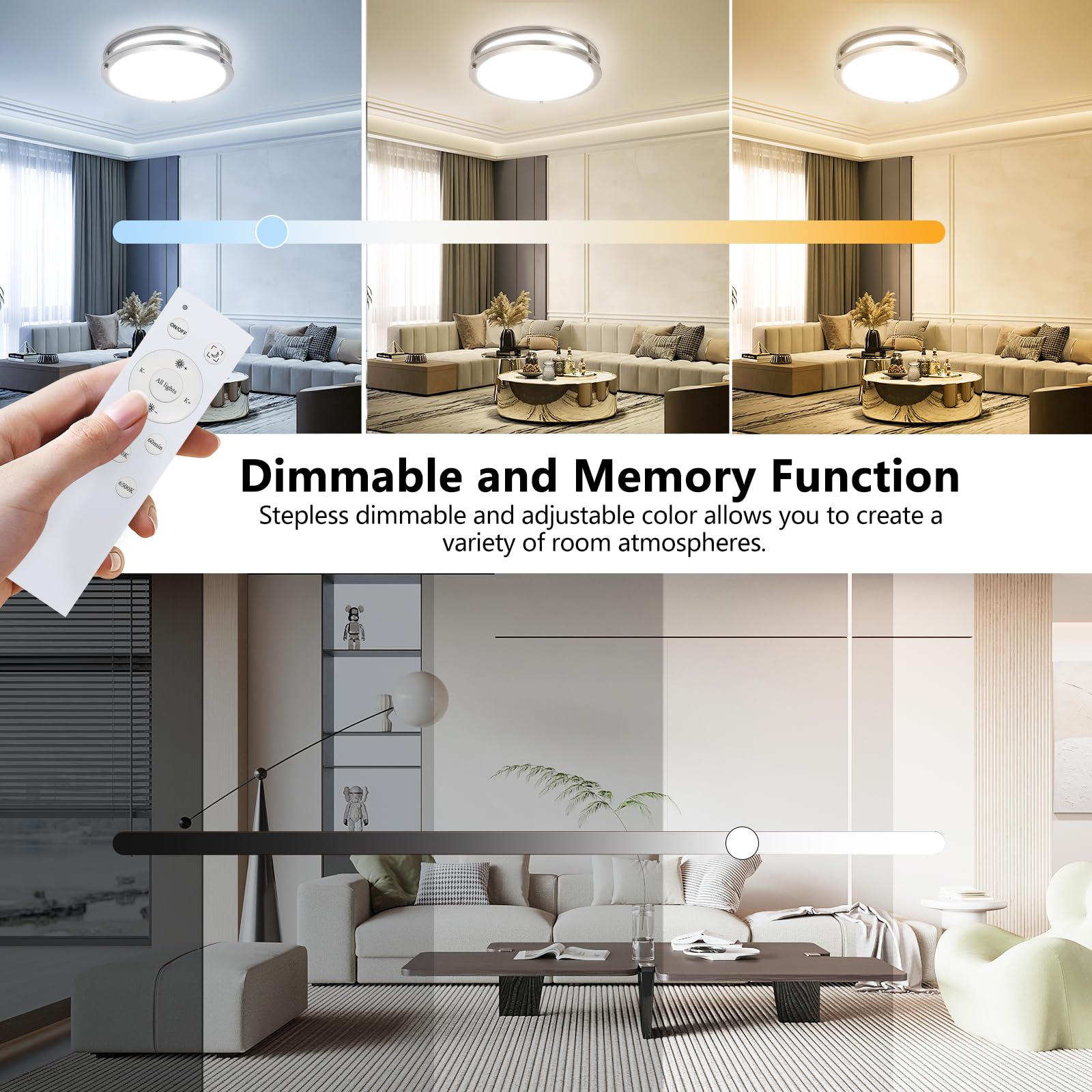 Elekeed 40W Ceiling Light With Remote, 2 Pack 13Inch Led Flush Mount Ceiling Light, Dimmable Ceiling Light Fixture For Hallway B