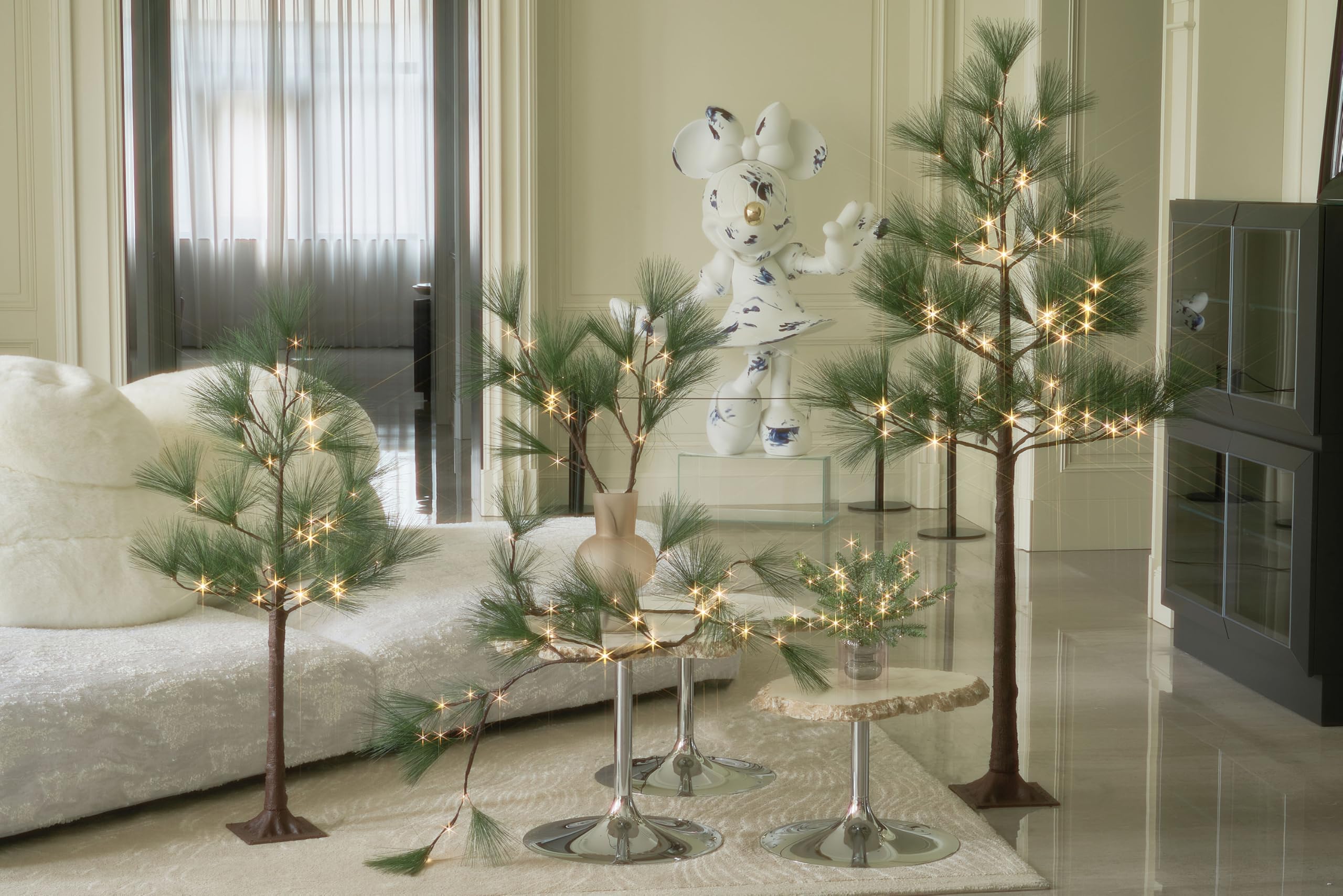 Litbloom Lighted Pine Branches With Timer 32In Usb Plug In And Battery Operated, Twig Willow Branches With Lights For Fireplace Mantle Table Christmas Decoration