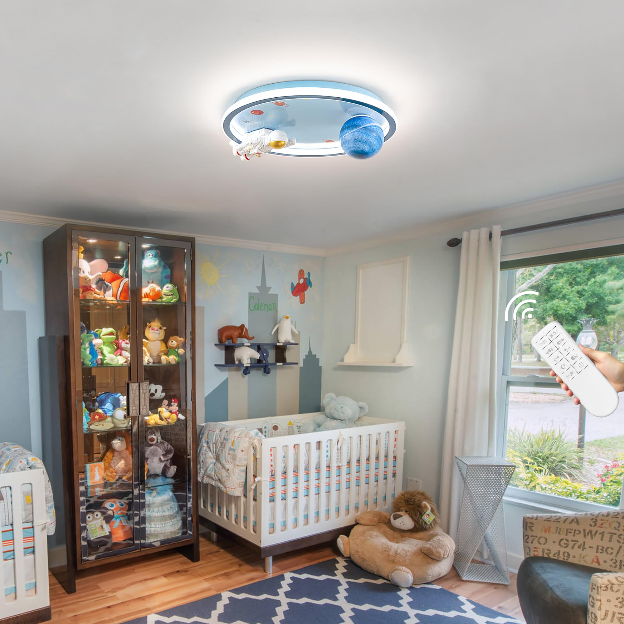 Shine Luest Astronaut Ceiling Light Fixture 20 Dimmable Kids Flush Mount Ceiling Lights For Bedroom Led Chandelier 3000K-6000K W