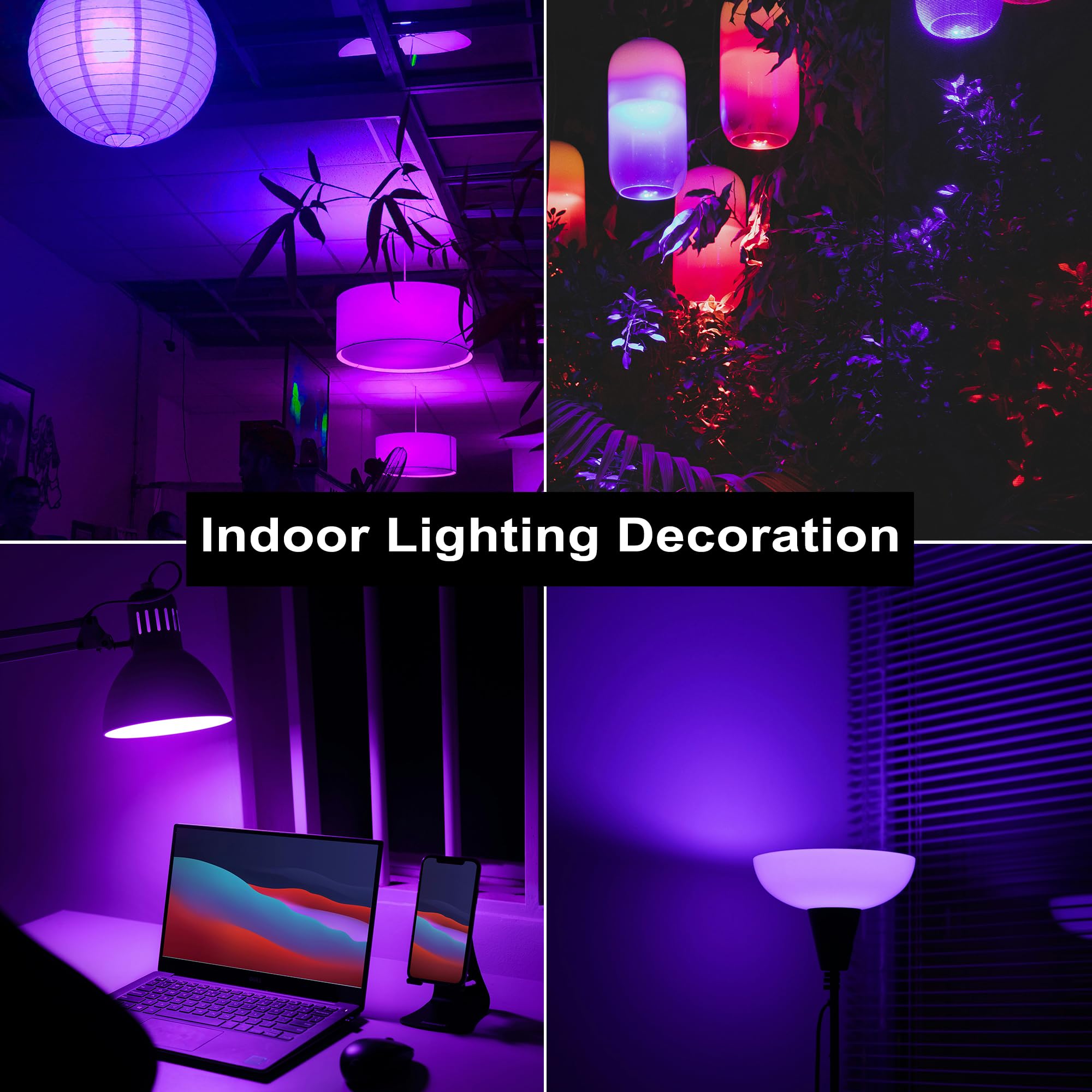 U4Glory Purple Led Light Bulbs - 9W(60W Equivalent) Soft Violet Glow, A19 Bulb With E26 Base, Non-Dimmable Purple Light Bulb For