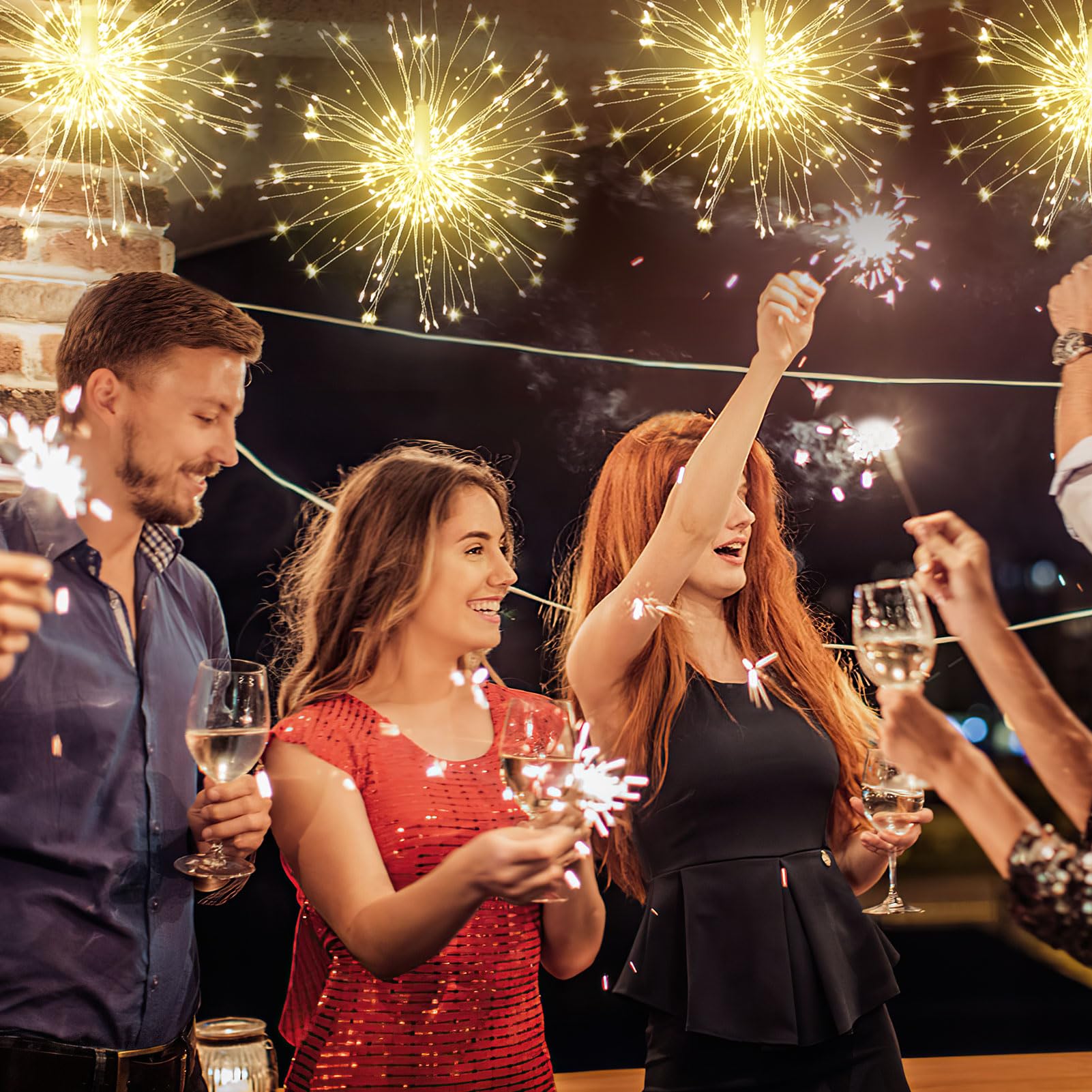 Letsfunny Fairy Lights Christmas Lights, Led Diy 8 Modes Dimmable Lights, Christmas Decorative Hanging Bursting Star Lights For