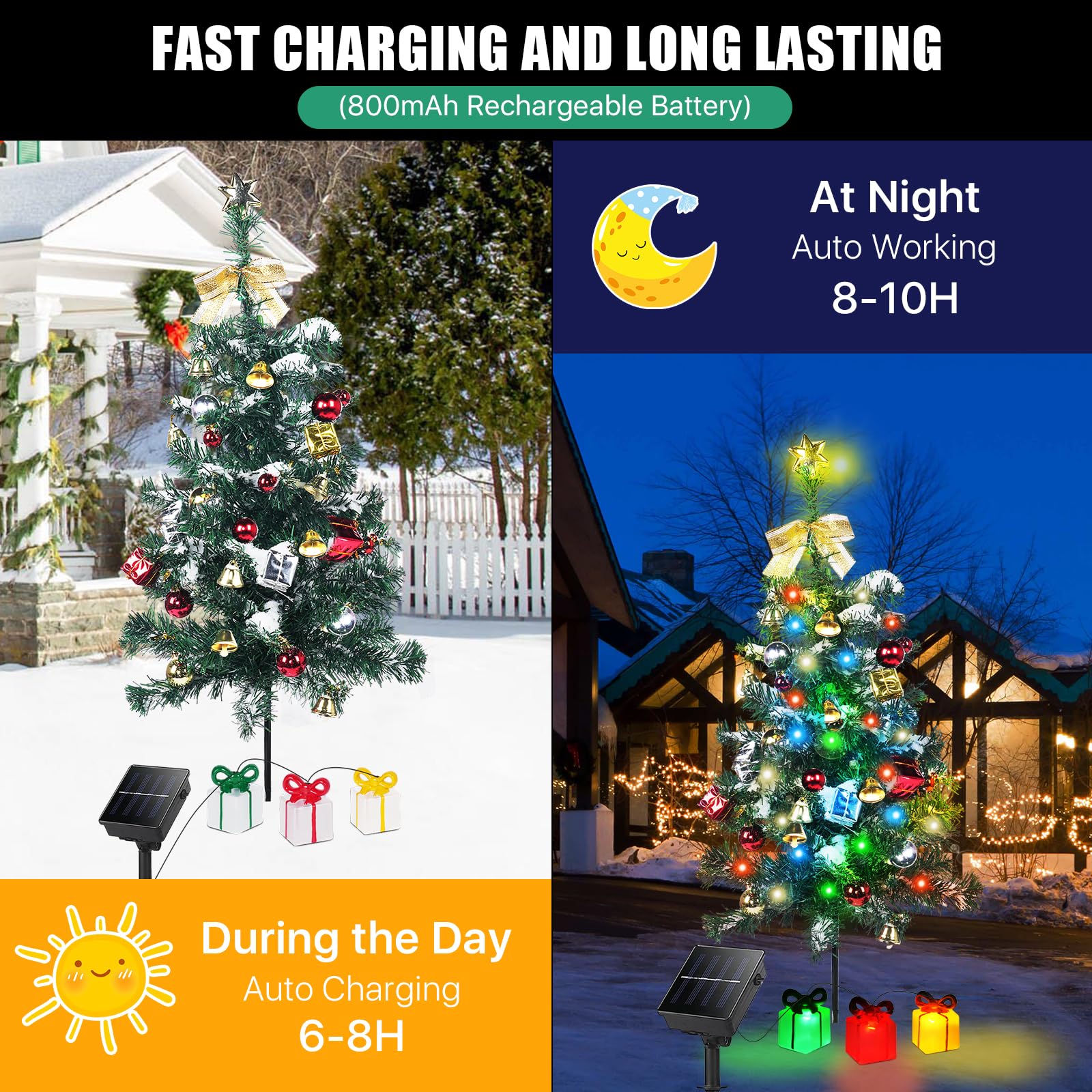 Kordain Solar Mini Christmas Tree Lights, 30 Inch, 30 LEDs, 8 Flashing Modes, Green, Model Kordain 2023, 2PCS