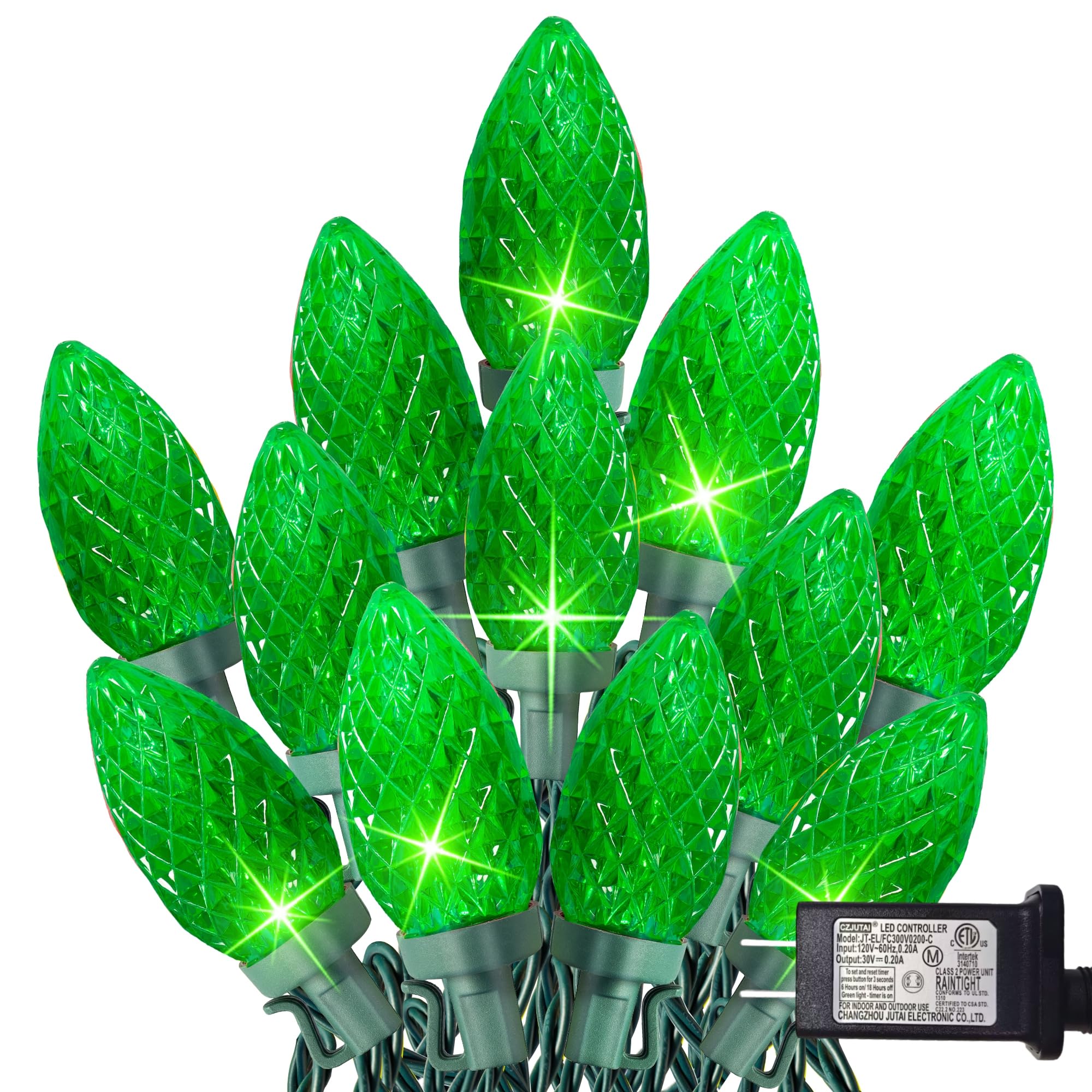 TW SHINE C9 Christmas Lights, 100 LED 66 FT Christmas String Lights Outdoor with 8 Modes Timer Waterproof Connectable for Indoor Yard Xmas Tree House Decorations (Green)