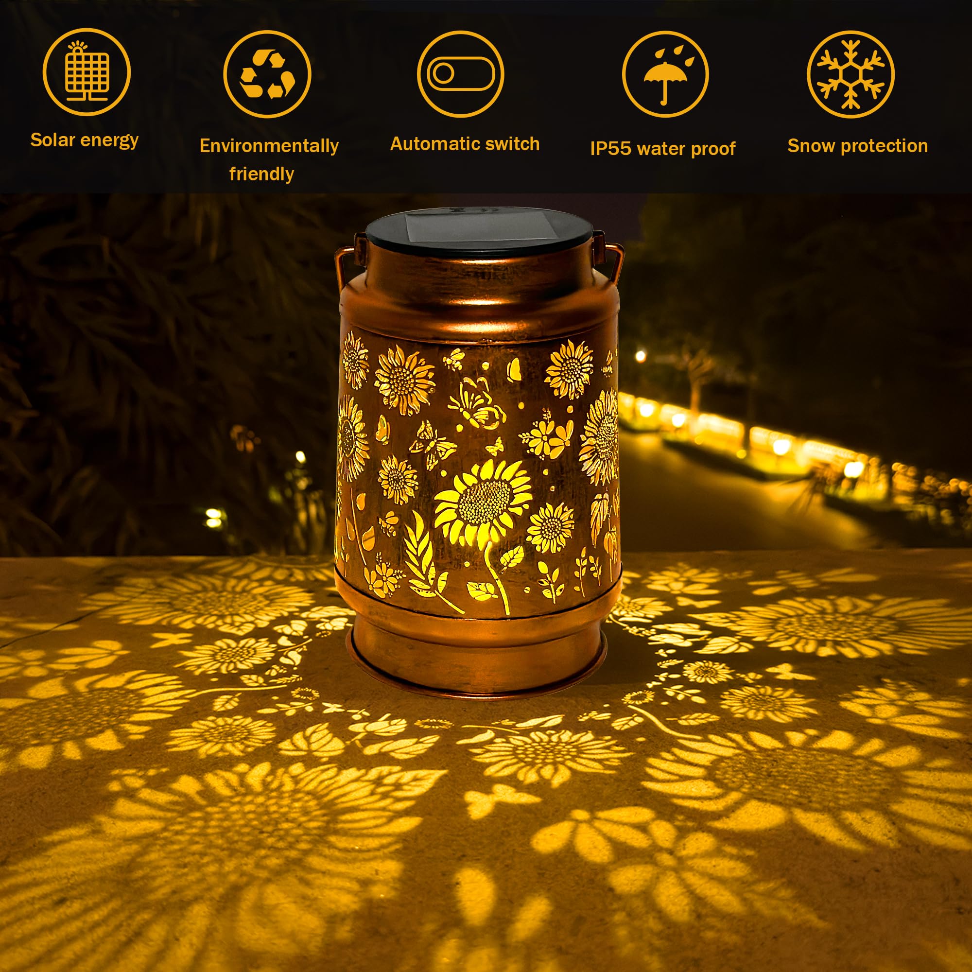 Anytalk Solar Lantern Lights For Outdoor Decor - Hanging Garden Lantern For Patio, Yard, Gifts
