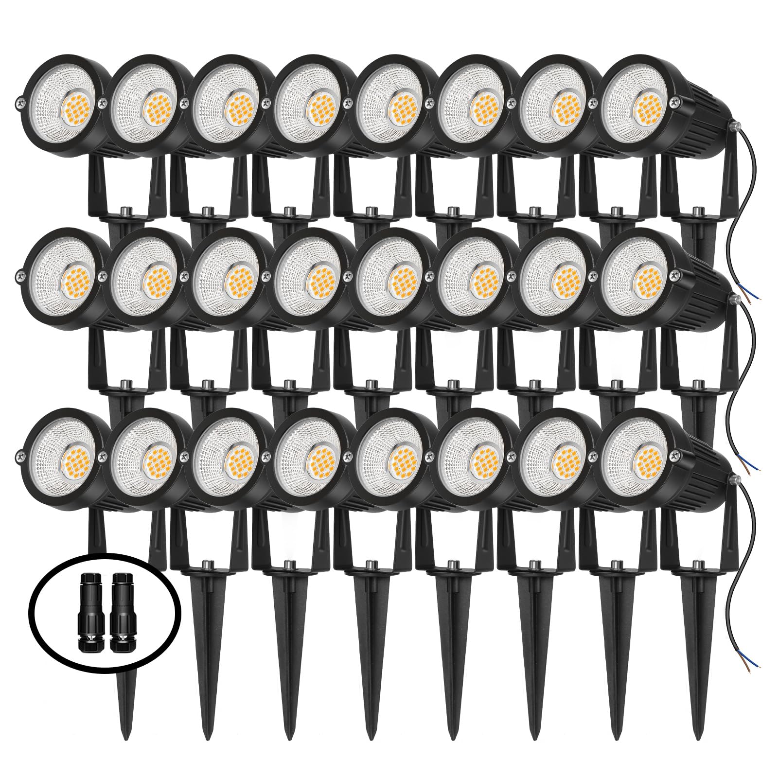 REEGOLD LED Landscape Lights, 7W 700LM, IP65 Waterproof, 12V/24V, Warm White, Aluminum, 24 Pack