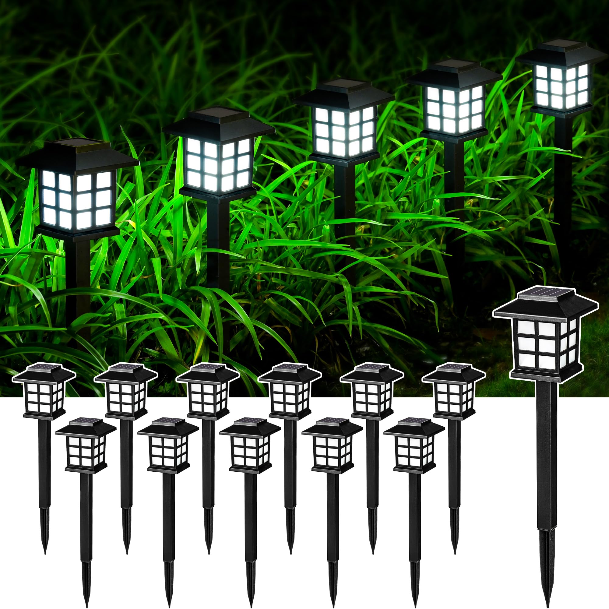 Solpex Solar Outdoor Lights,12 Pack Solar Path Lights, Solar Walkway Lights Outdoor, Solar Garden Lights, Solar Pathway Lights O
