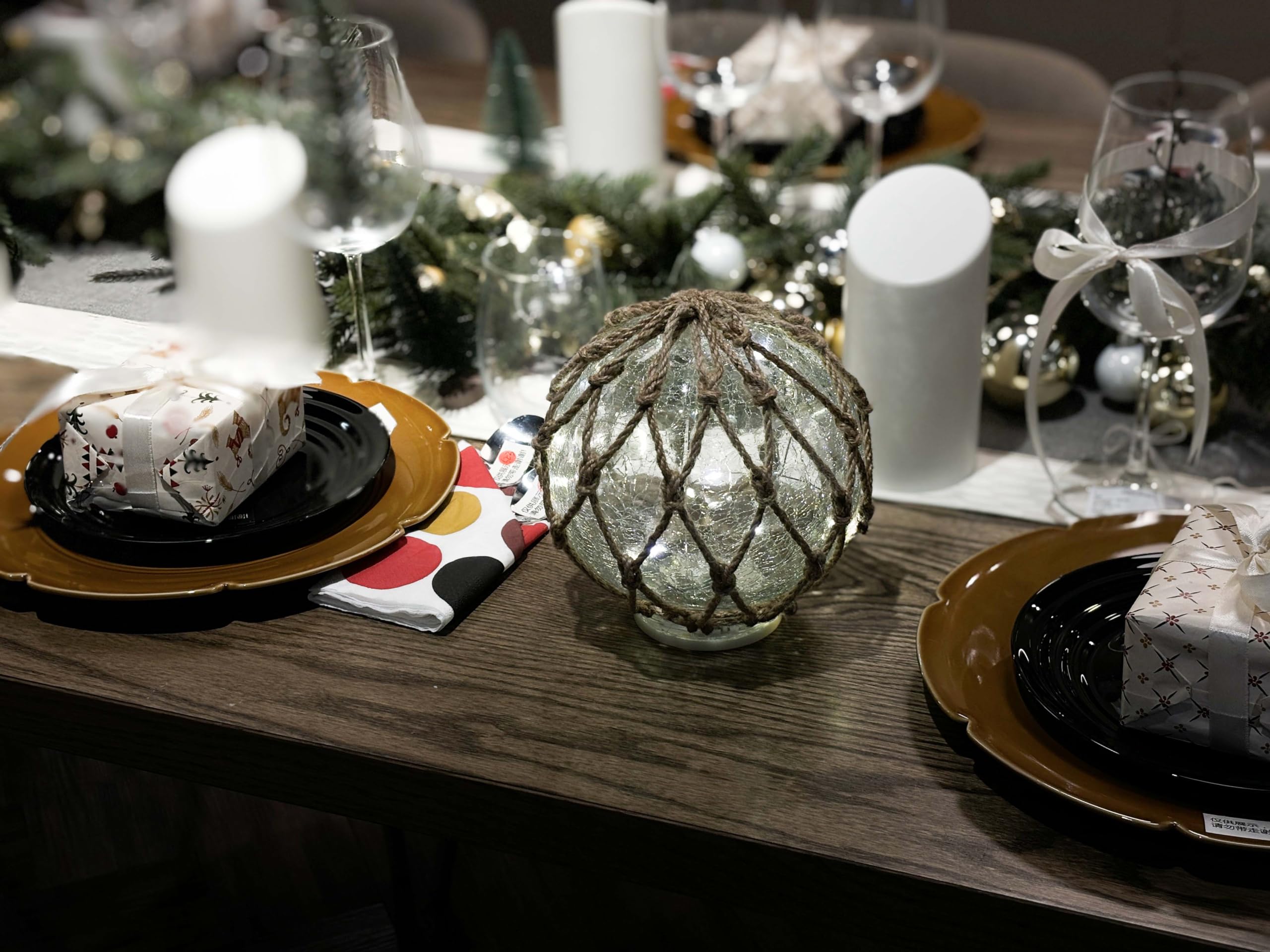 Sailingstory Glass Fishing Float Nautical Lamp Coastal Beach Decor 6&quot; Cracked Glass Ball Night Light