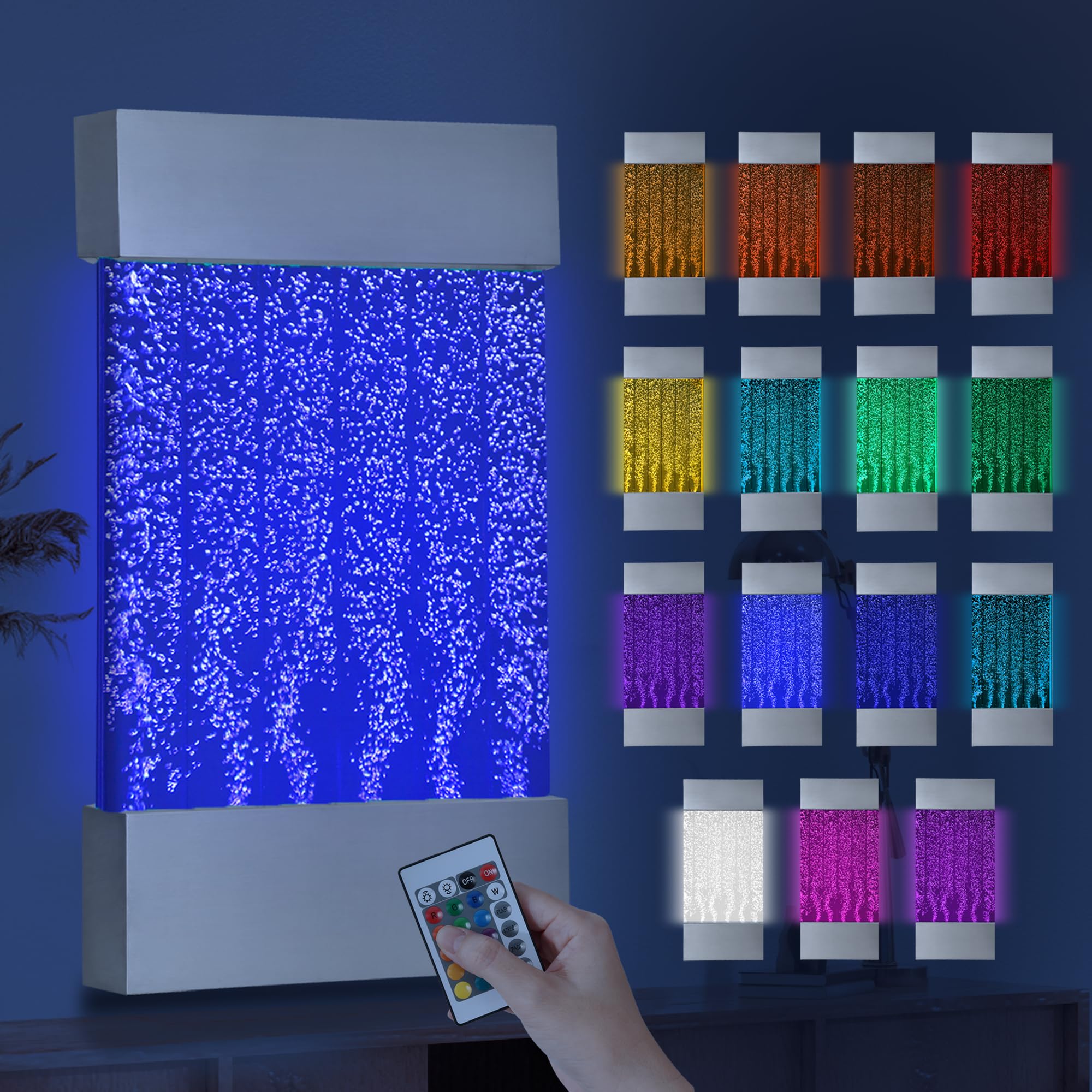 Special Supplies LED Bubble Wall with Adjustable RGB Lights, 35 x 20 x 5 inches, Colorful Fountain Tubes for Sensory Relief and Calming Decor
