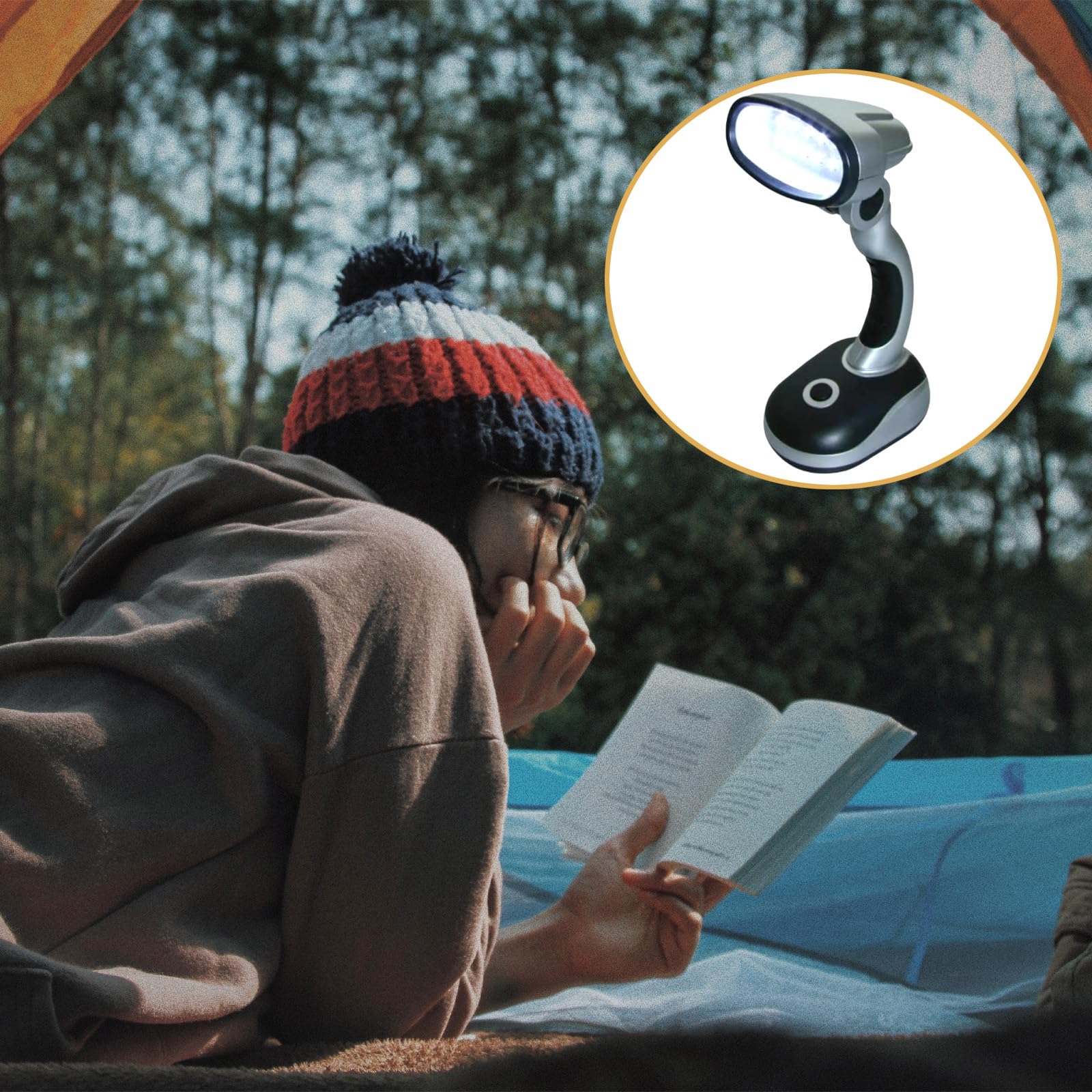 Ragyzity Led Desk Lamp  12 Led Portable Battery-Powered Table Lamp  Bedside & Camping Light  Bright Work And Reading Light For Computer  Home  Or Outdoor Use (Black Silver)