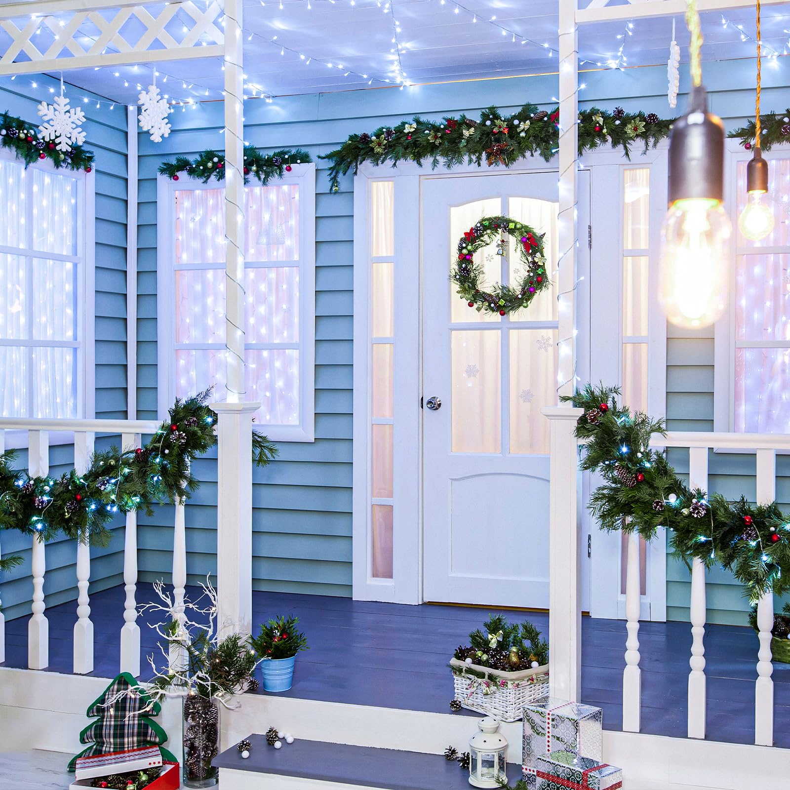 600 Led White Christmas Lights Outdoor 197Ft 8 Modes White Christmas String Lights Clear Wire  Plug In Twinkle Fairy Lights For Bedroom Wedding Christmas Tree Decorations