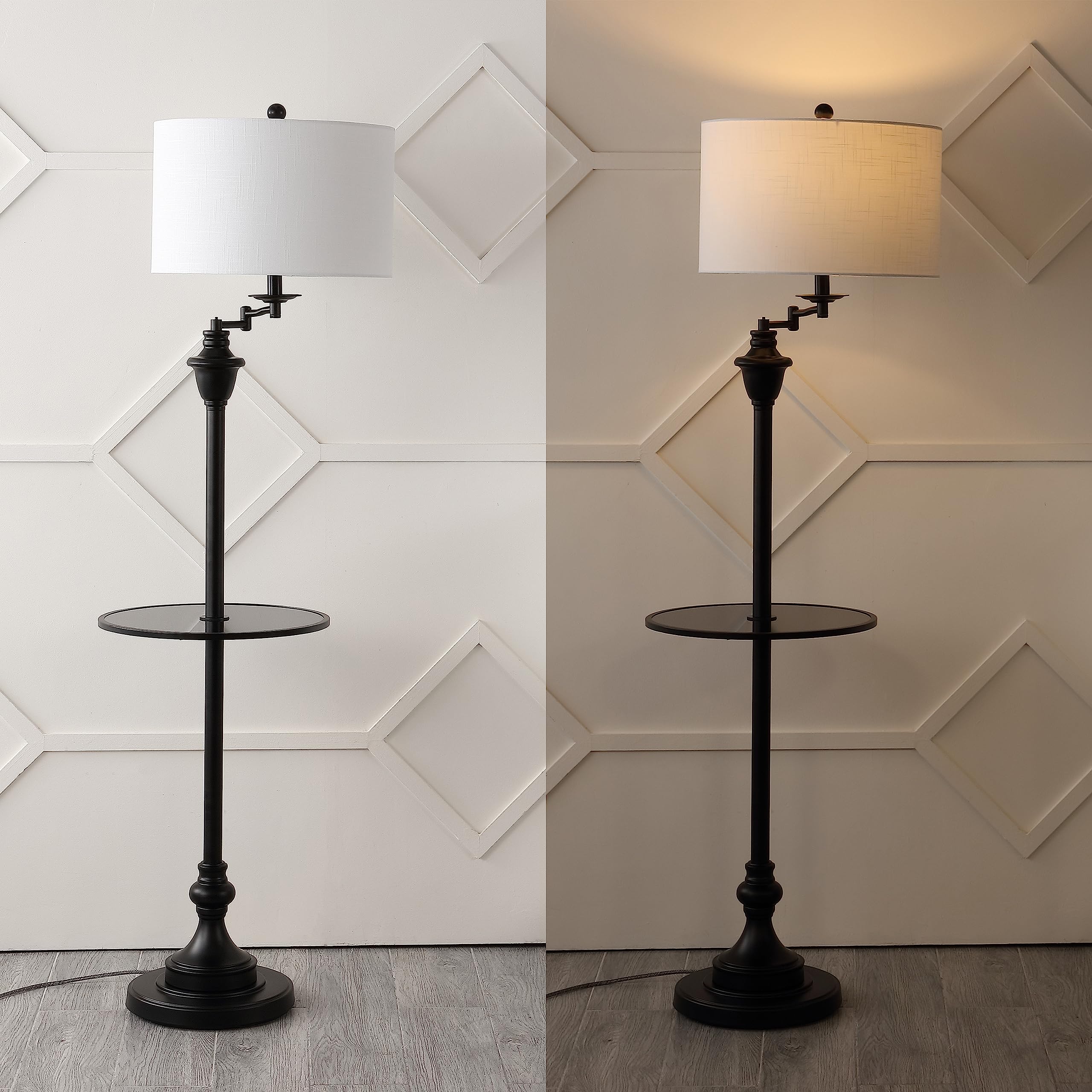 Jonathan Y Cora 60 Metal/Glass Led Side Table & Floor Lamp, Black, Model Jyl3055D, Contemporary & Transitional Design For Any Room