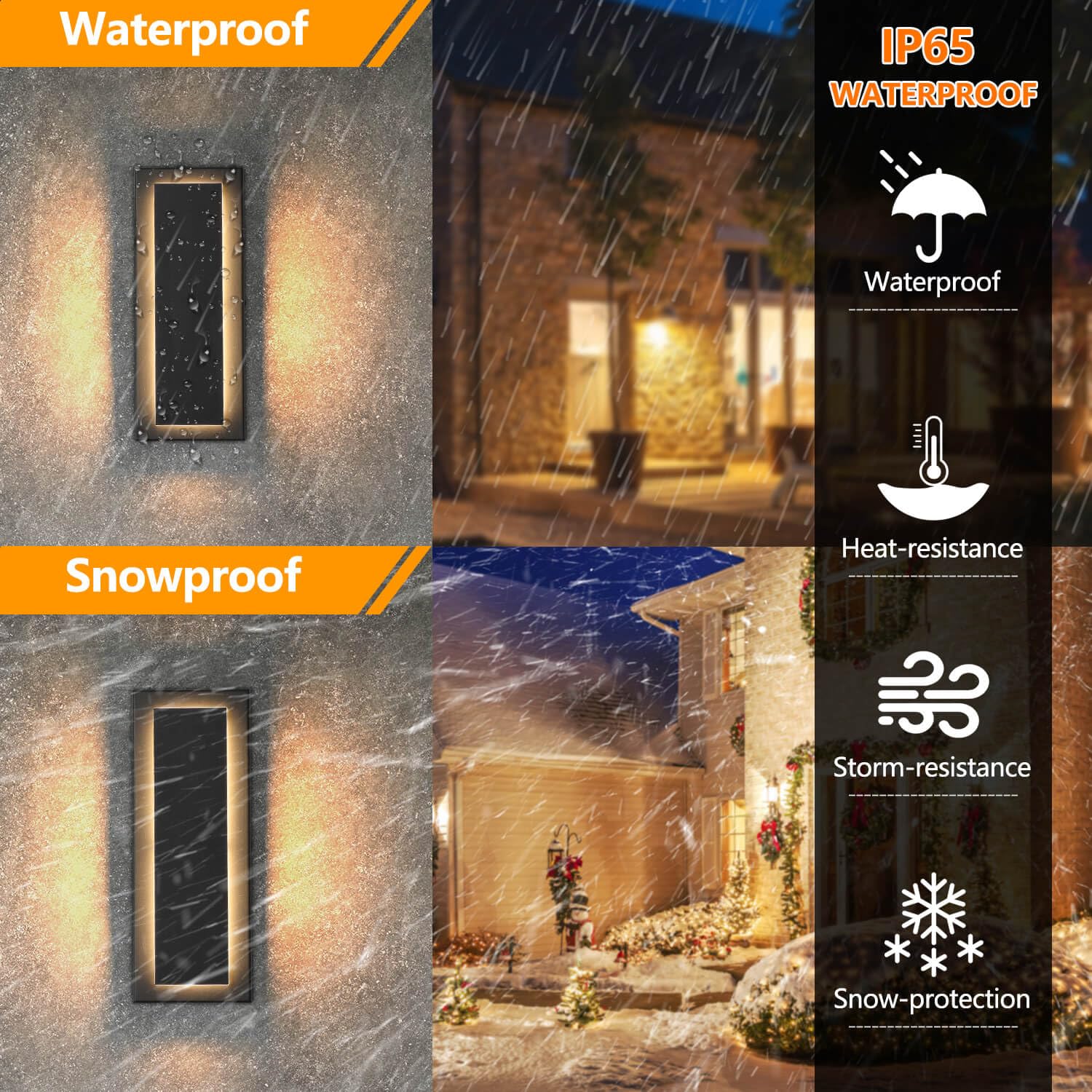 Tewei 2 Pack Modern Led Outdoor Wall Lights, Black, 3000K Warm White, Sconce Lighting Fixtures