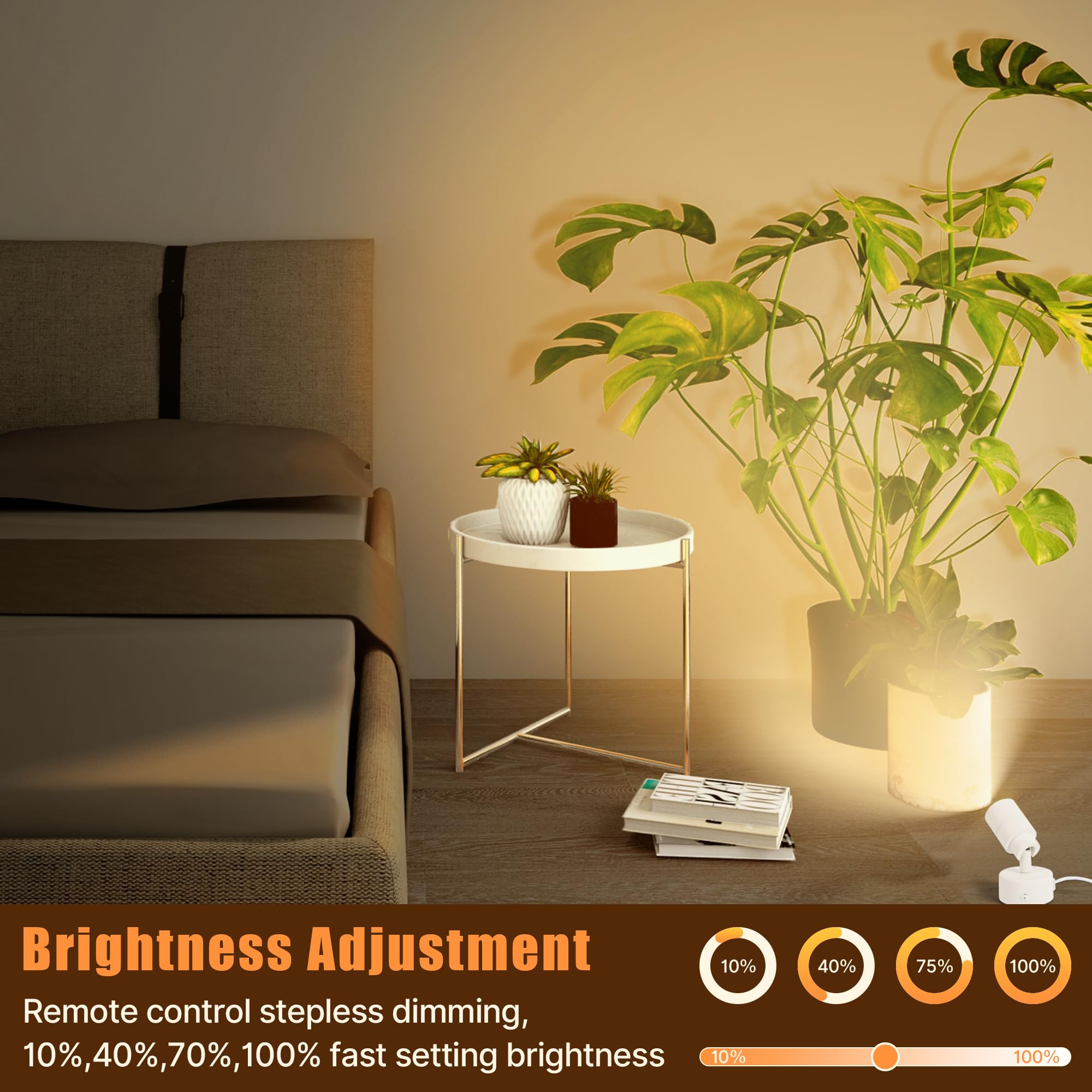 2 Pack Led Spot Lights Indoor, 3W Uplighting Indoor With Remote Control Dimmable And Timer, 3 Lighting Modes Spotlights, Accent