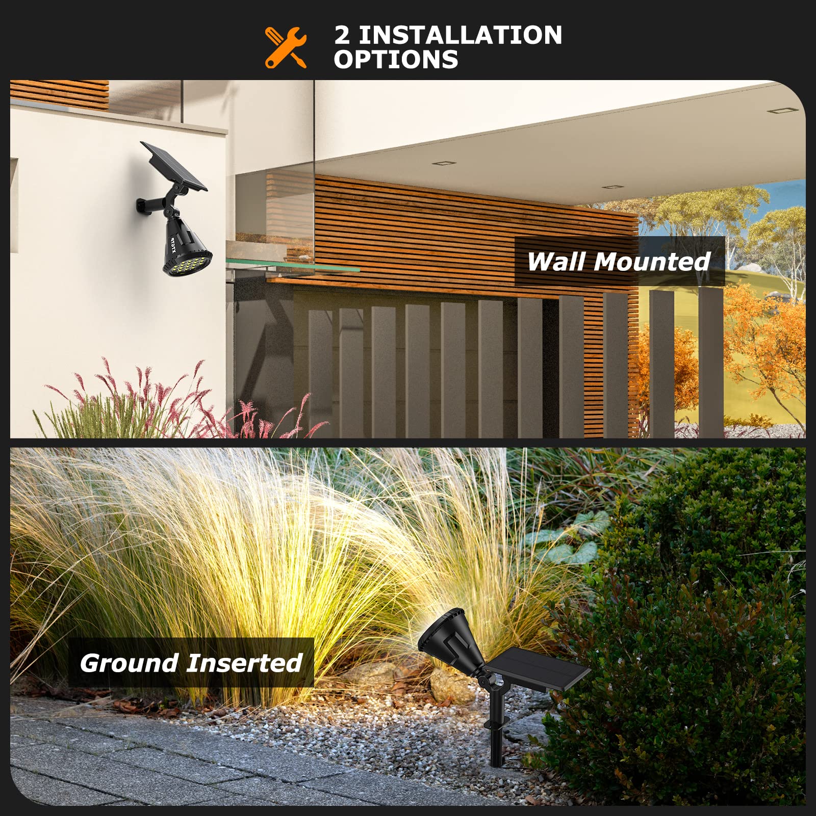 Xtgtp 21 Leds Solar Spot Lights Outdoor, Ip67 Waterproof, Auto On/Off, 2 Pack, Cool White