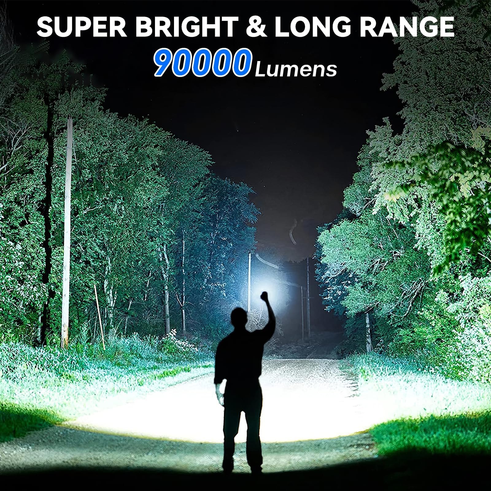 ALSTU Rechargeable Flashlight 99,000 High Lumen - 2 Pack LED, 7 Modes, Black, Model M081