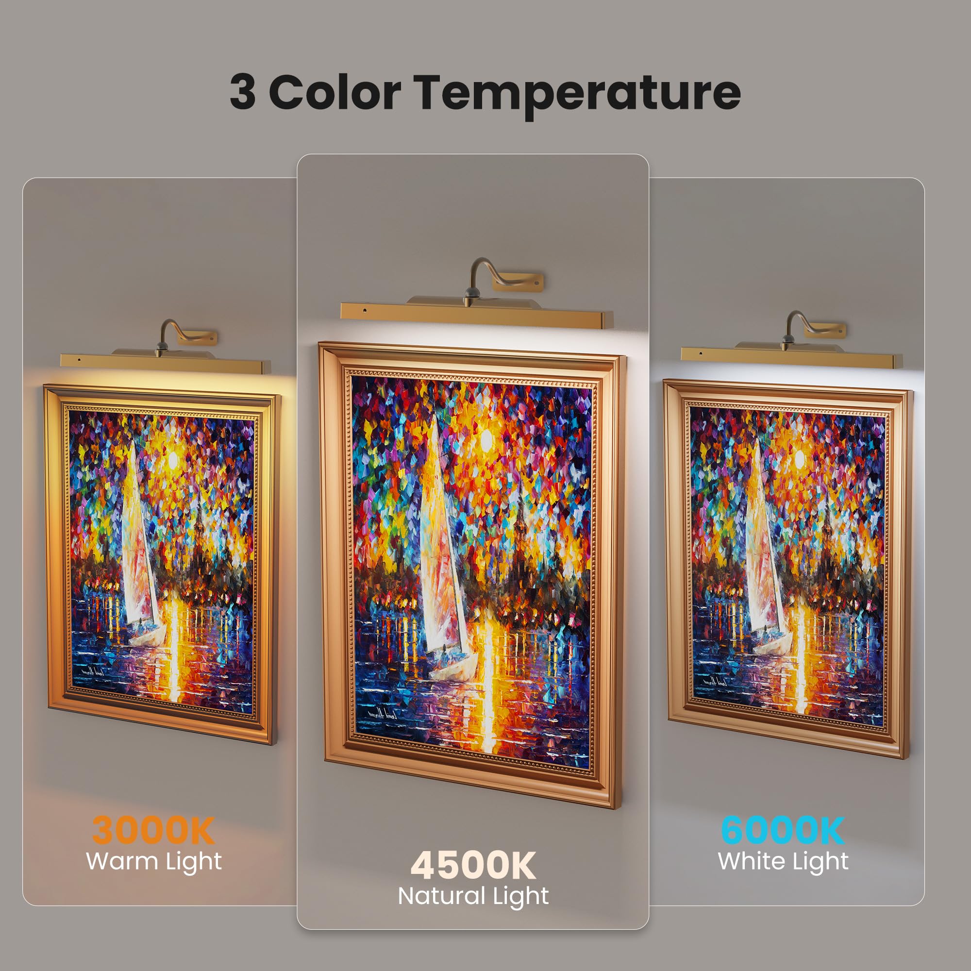Craftersmark Wireless Picture Light - 16in Battery Operated Wall Sconce, 2 Pack, Brass for Artwork, Portraits, and Gallery Displays