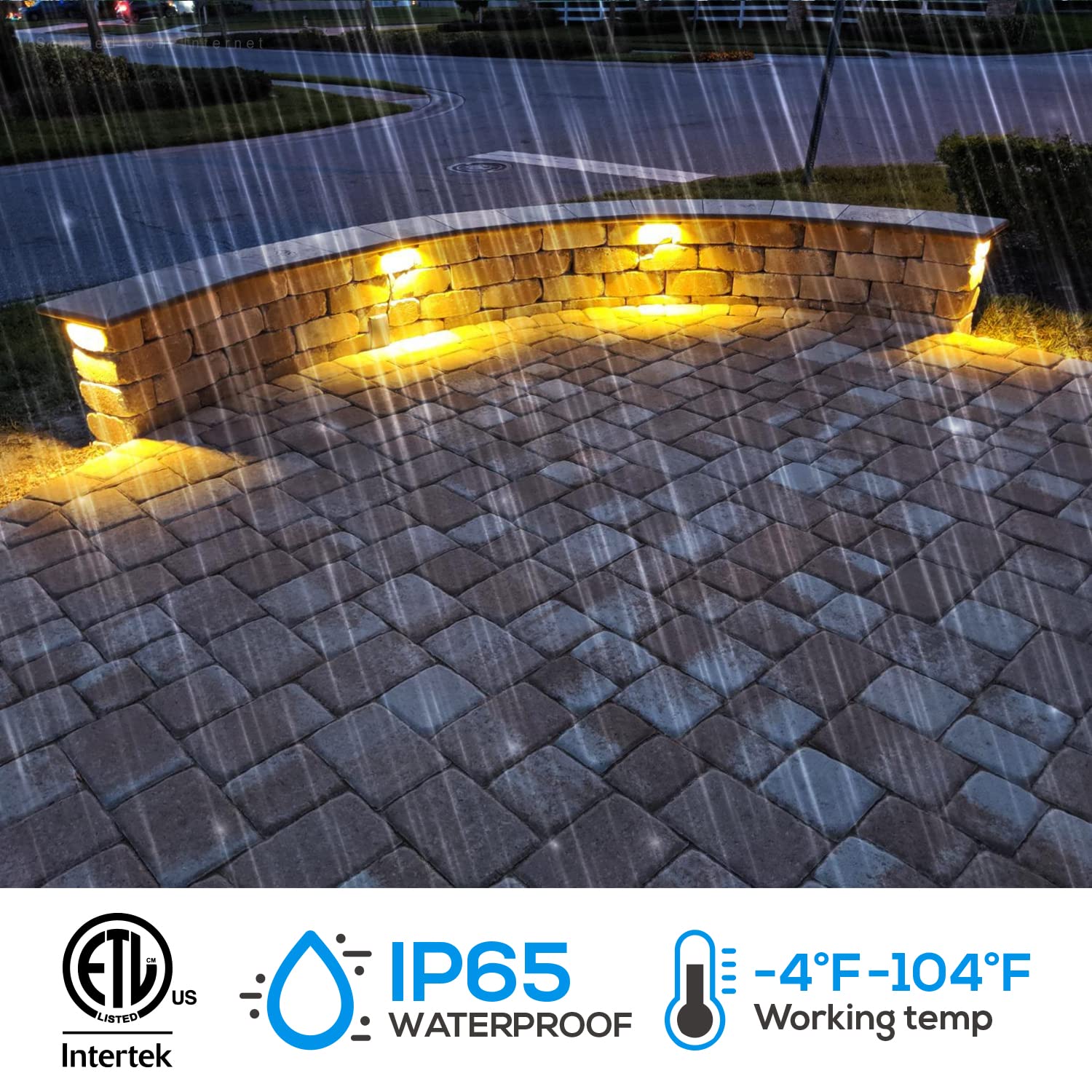 LEONLITE 8-Pack LED Hardscape Lighting, 5CCT, 7 Inch, Aluminum, Model 61895, Low Voltage Retaining Wall Light, 4.5W