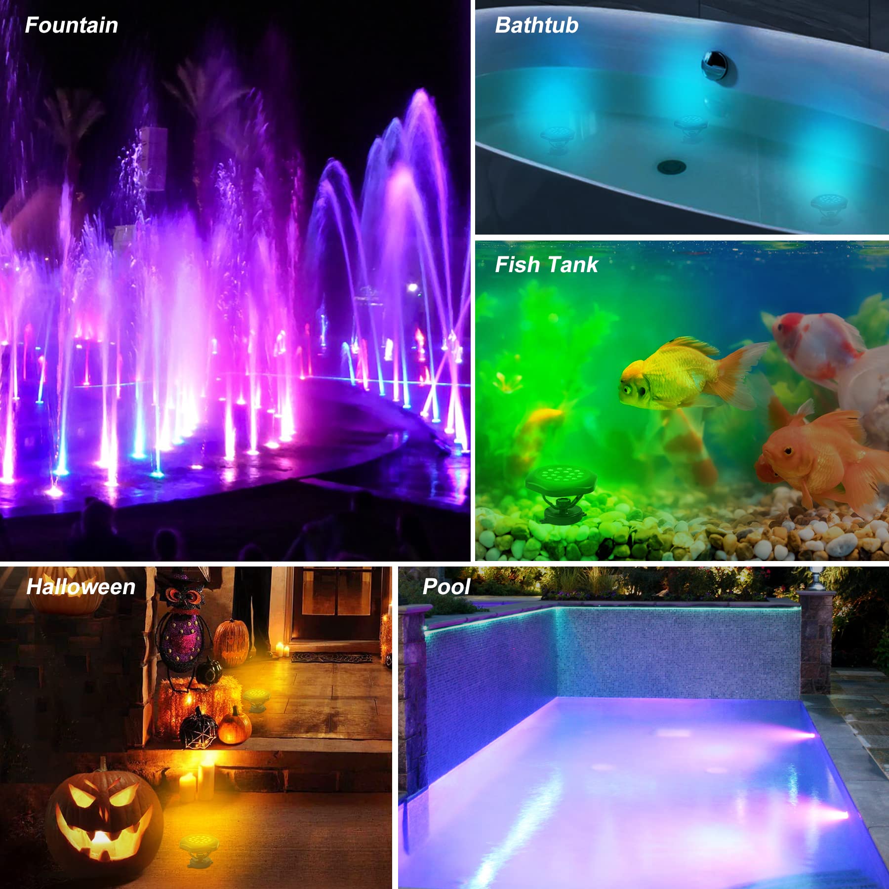 Crepow 18 Led Solar Pond Lights, Ip68 Waterproof Color Changing Submersible Spotlights