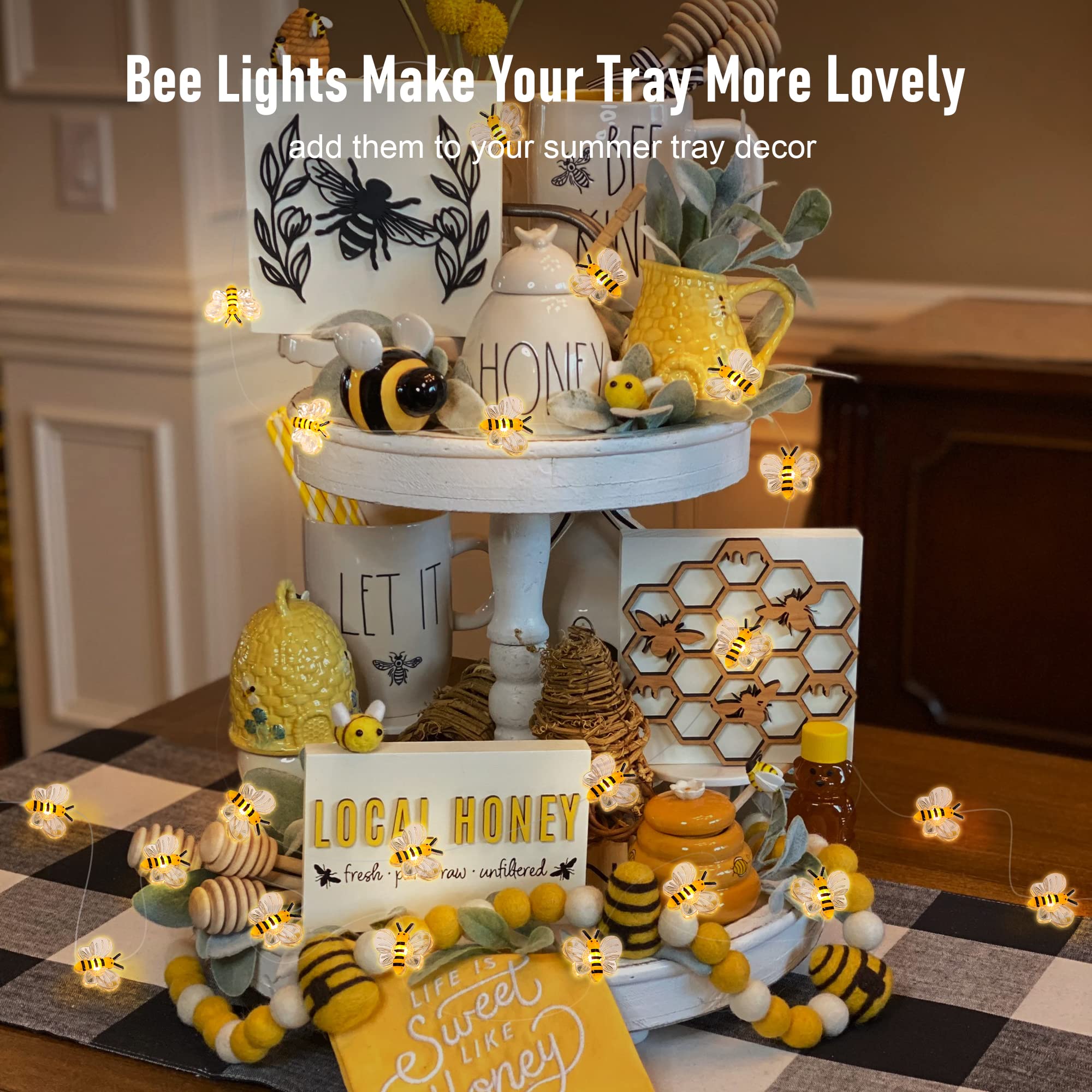 Coquimbo 10Ft Bee String Lights, 30 Led Fairy Lights, Battery Operated, Perfect For Decor