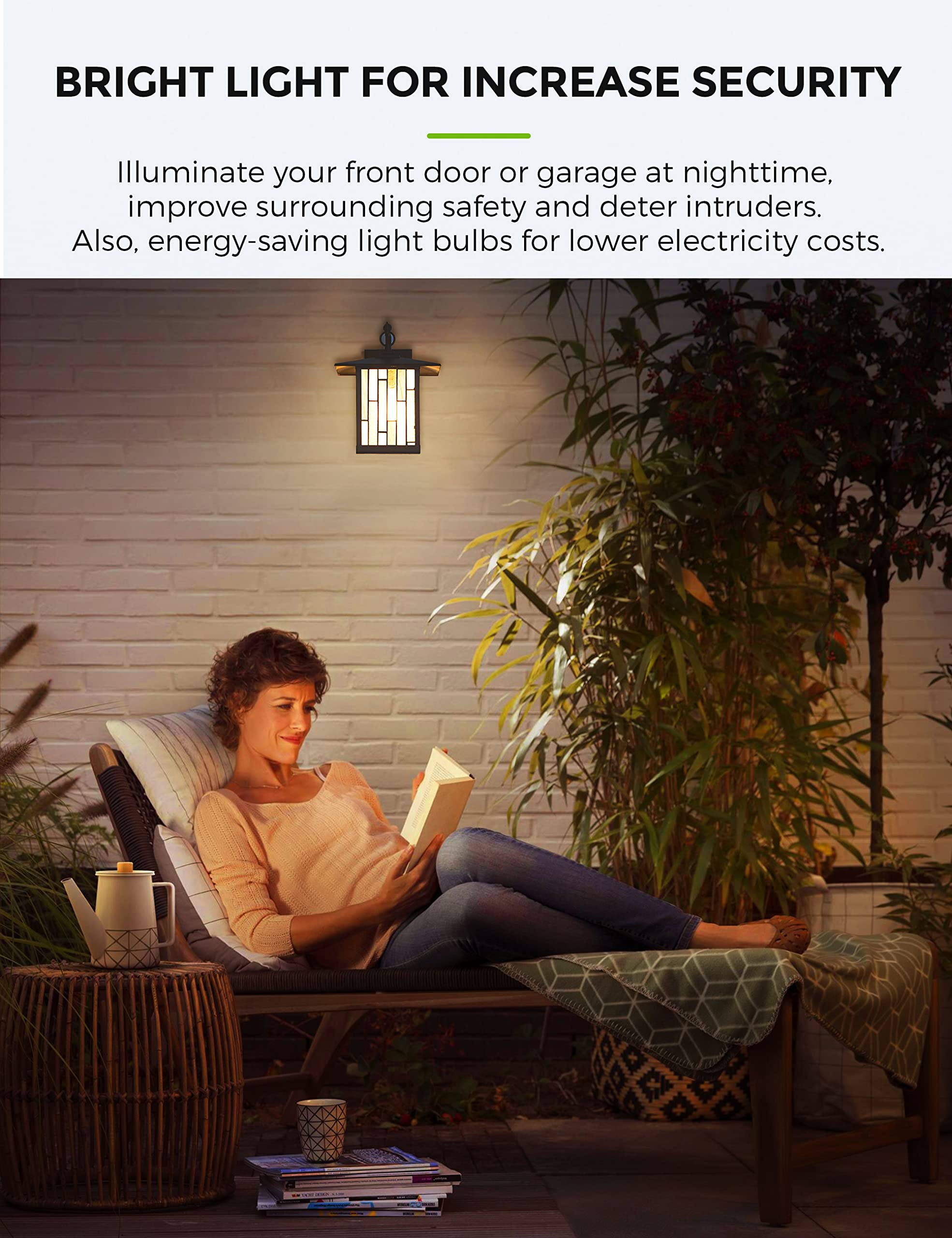 L LOHAS LED Dusk to Dawn Sensor Light Bulbs, 40W Equivalent, Warm White 2700K, A19 6W, E26, 500LM, 4 Count