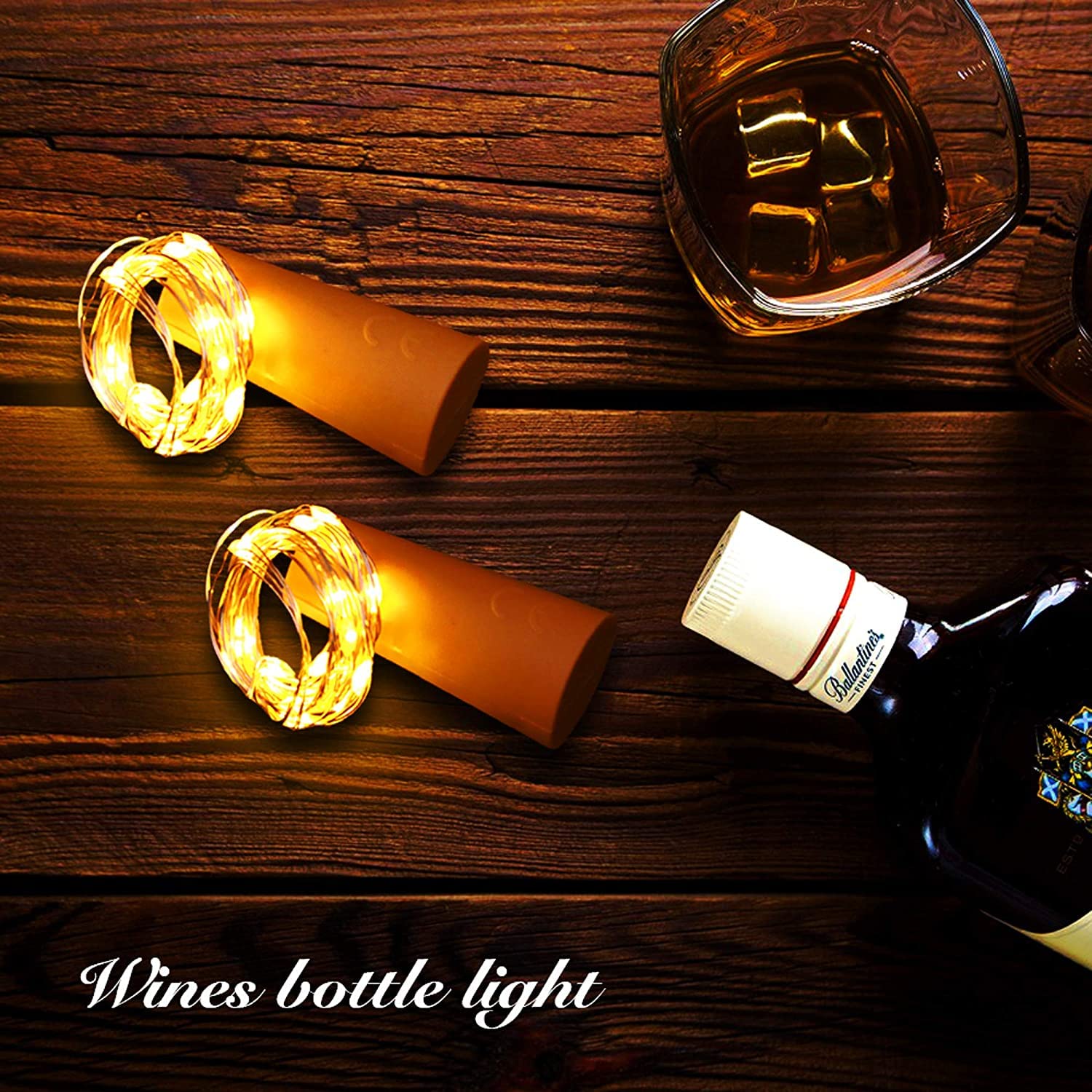 VOOKRY Wine Bottle Lights, 15 Pack, 20 LED, 6.5 ft Mini Copper Wire, Battery Operated, Warm White for DIY, Party, Wedding, Decoration