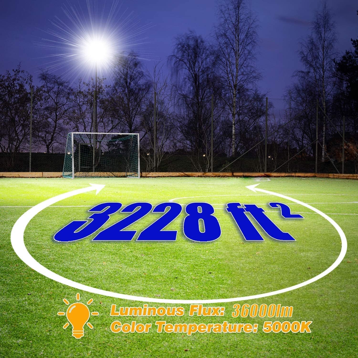 Juyace 36000lm LED Parking Lot Lights, 240W Dusk to Dawn Flood Light, Black, Model KU203C-N, 3 Pack for Sports Fields & Security Areas