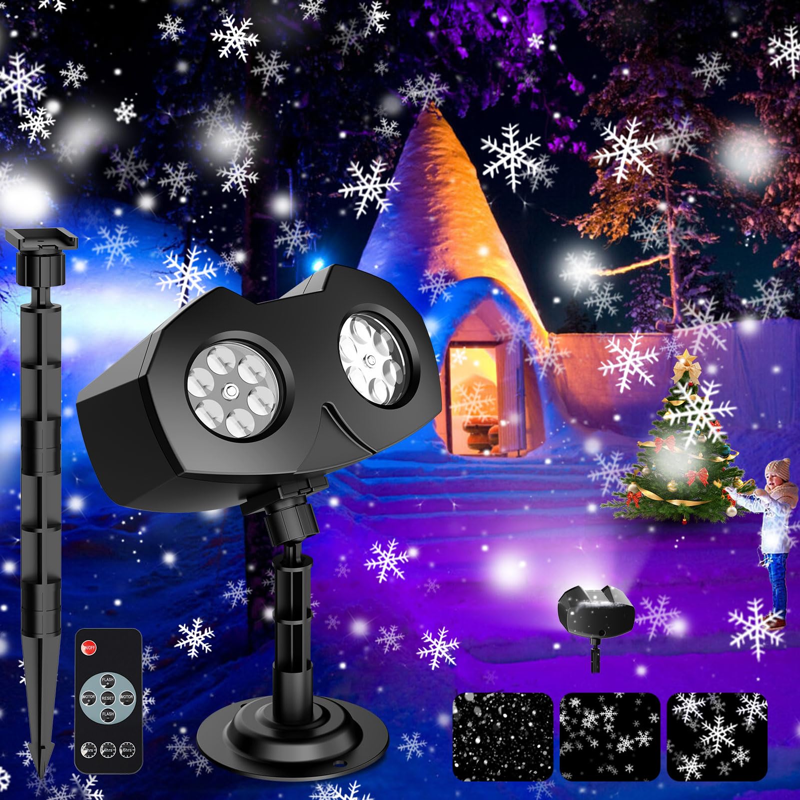 Christmas Snowflake Projector Lights Outdoor, Brighter High Definition Led Snowflake Lights Remote Control, Ip65 Waterproof Christmas Decorations Lighting For Indoor Xmas Holiday Party Garden Patio