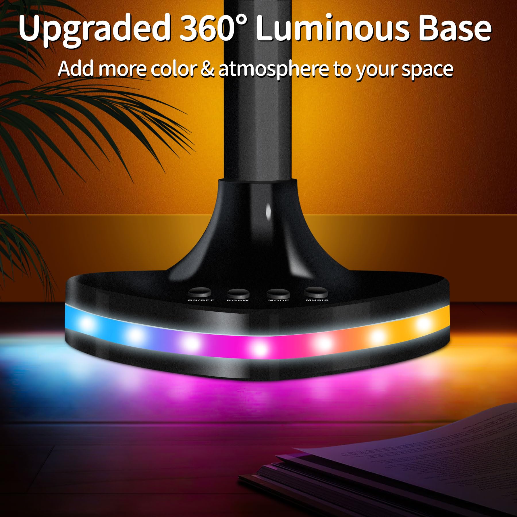 Lansuper Smart Rgb Led Corner Floor Lamp, 21W 1800Lm, Black, Model Ls903, Music Sync, 16 Million Colors, Ambient Lighting
