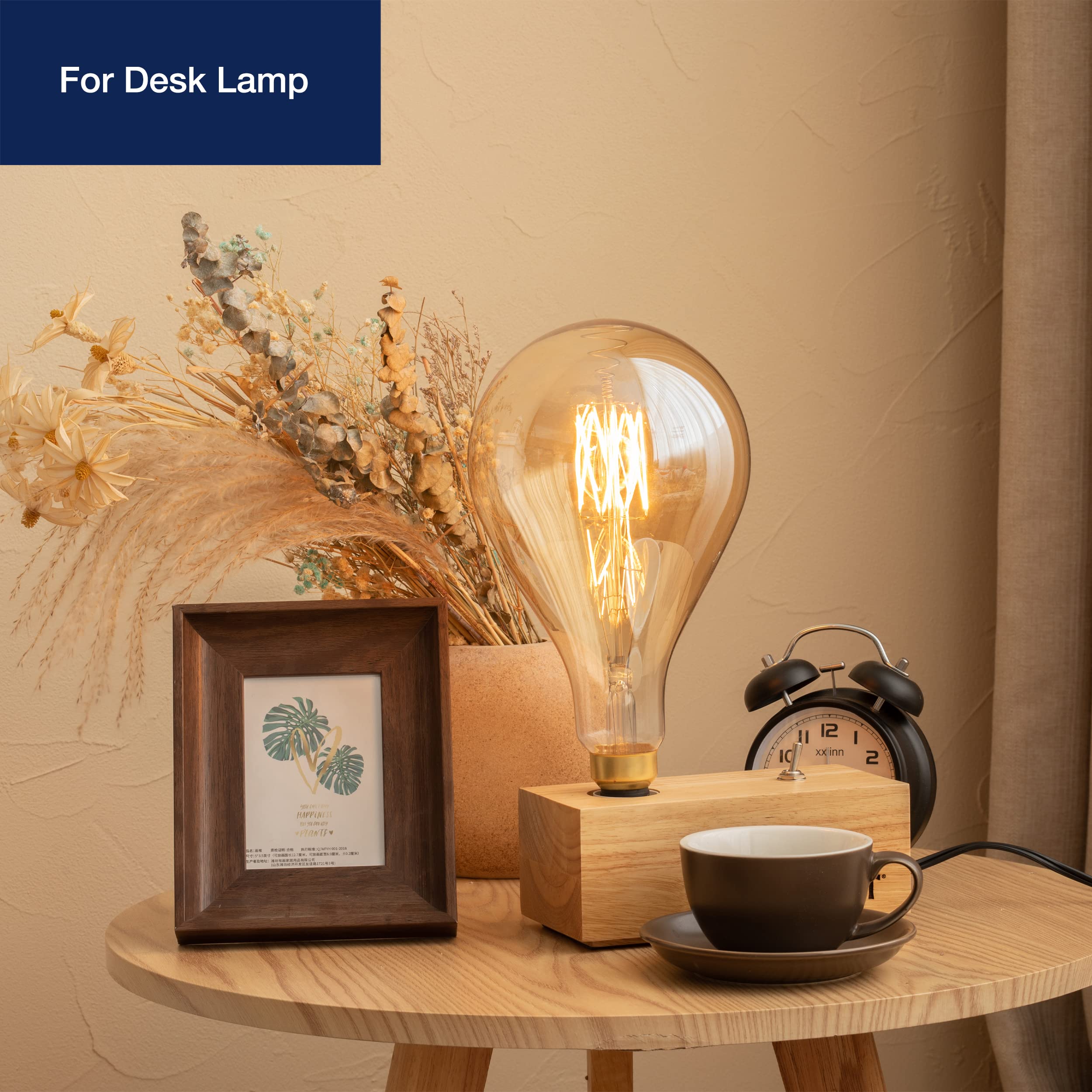 Flsnt Led Large Decorative Pendant Light Bulbs 60W Equivalent, Dimmable Led Oversized Bulbs With Amber Glass, 2000K Warm White,