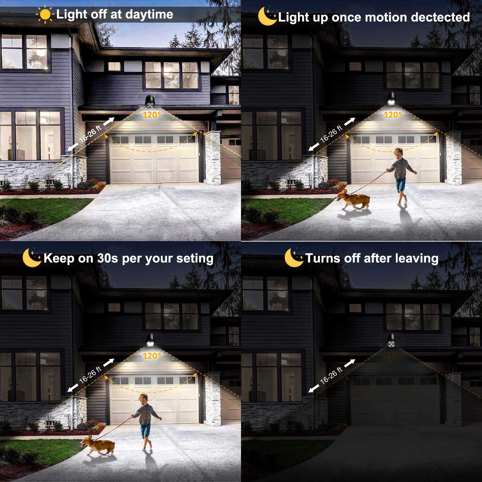 Ambaret Battery Operated Motion Outdoor Waterproof Lights, 800 Lumen Ultra Bright Battery Powered Night Activation Wireless Secu