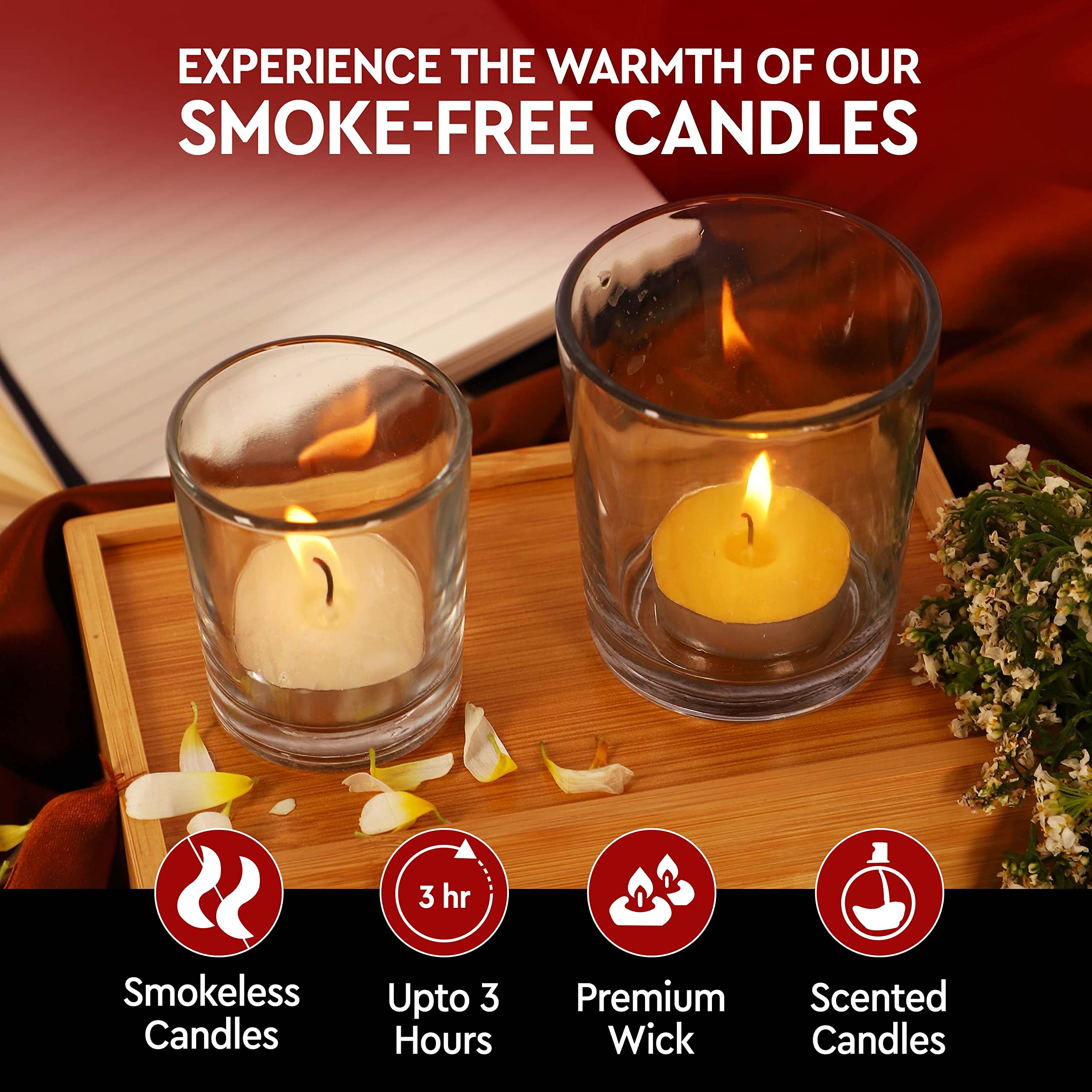 Aromahpure Scented Decorative Tealight Candles | Wax Tealight Candle | 10 gm, 100 Pcs |Assorted Smokeless Candles | 3 Hours Burn