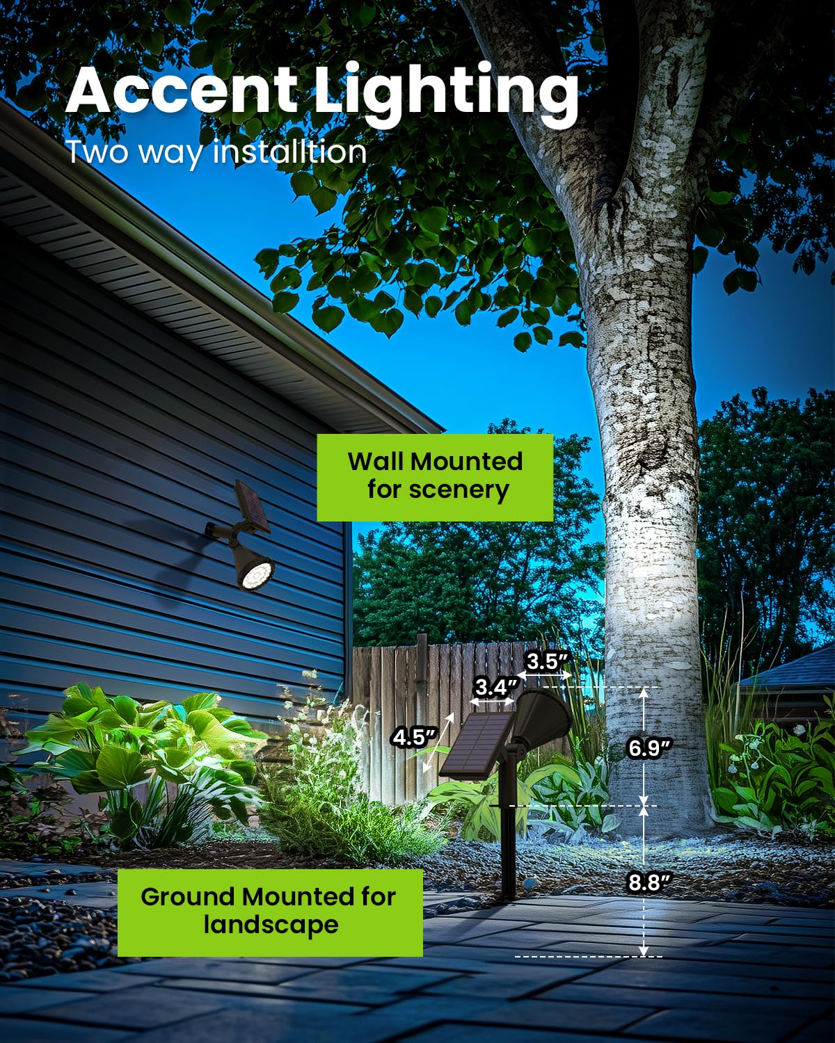 Auderwin Solar Spot Lights Outdoor Waterproof, Solar Powered Flag Pole Light Accent Halloween Lights, Landscape Spotlights For T