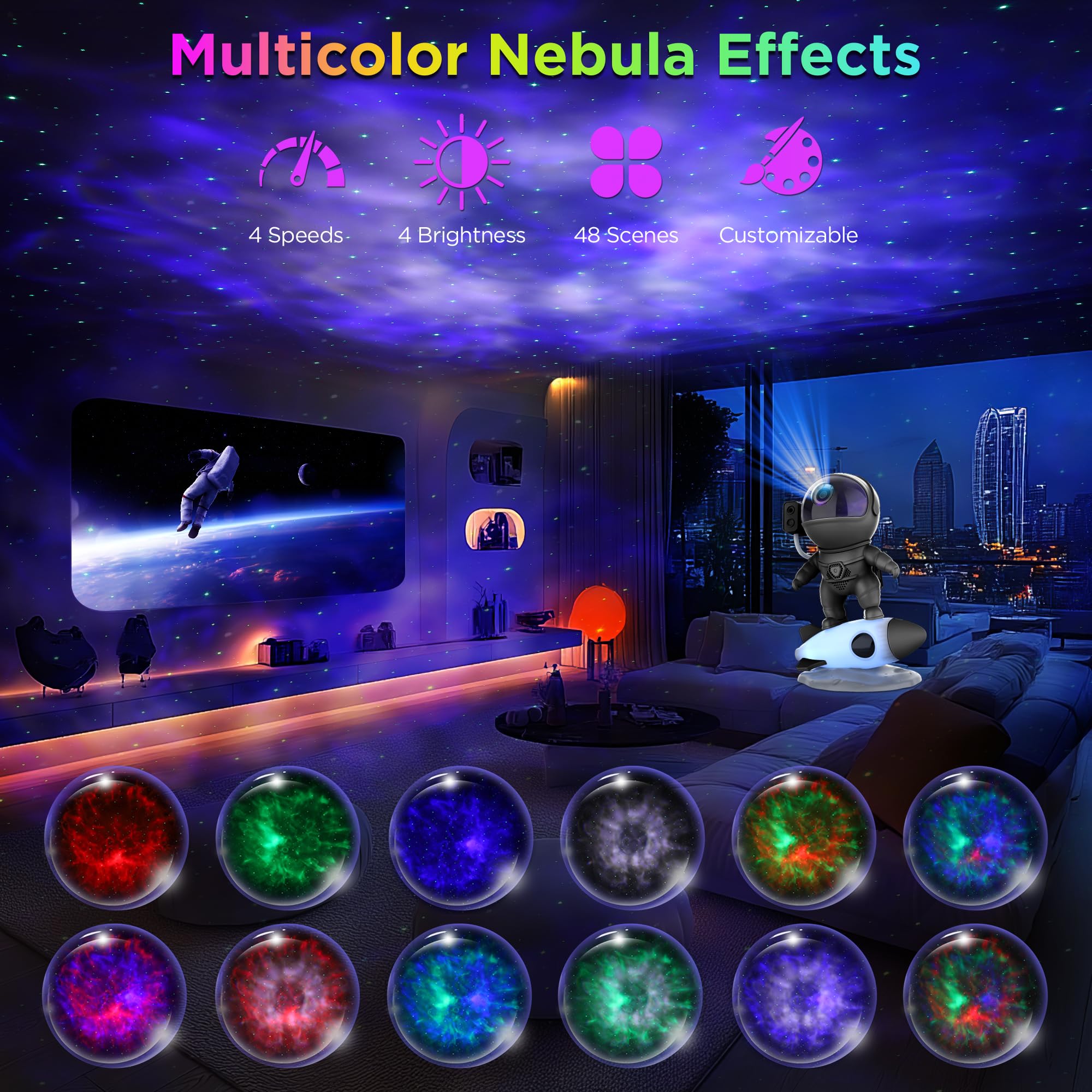 FlyLily Astronaut Galaxy Projector - Star Projector with Bluetooth