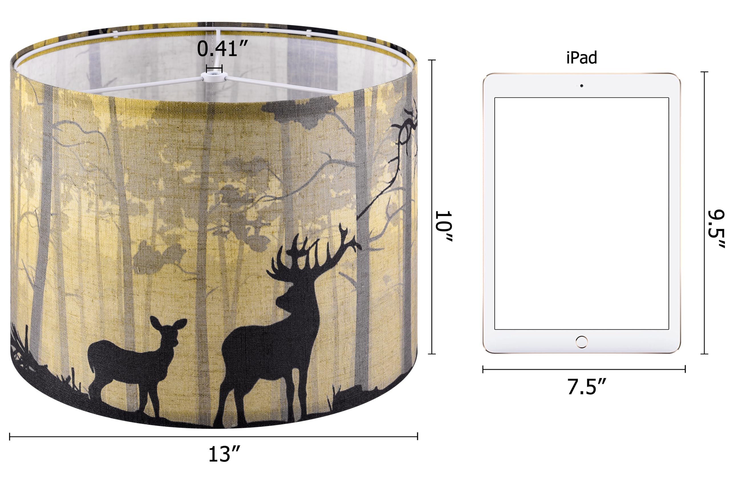 Goso Multi-Yellow Deer Lamp Shades Medium Set Of 2 Drum, Animal Print Lamp Shade For Table Lamps Floor Lamp-13'' X13'' X10''(Spi