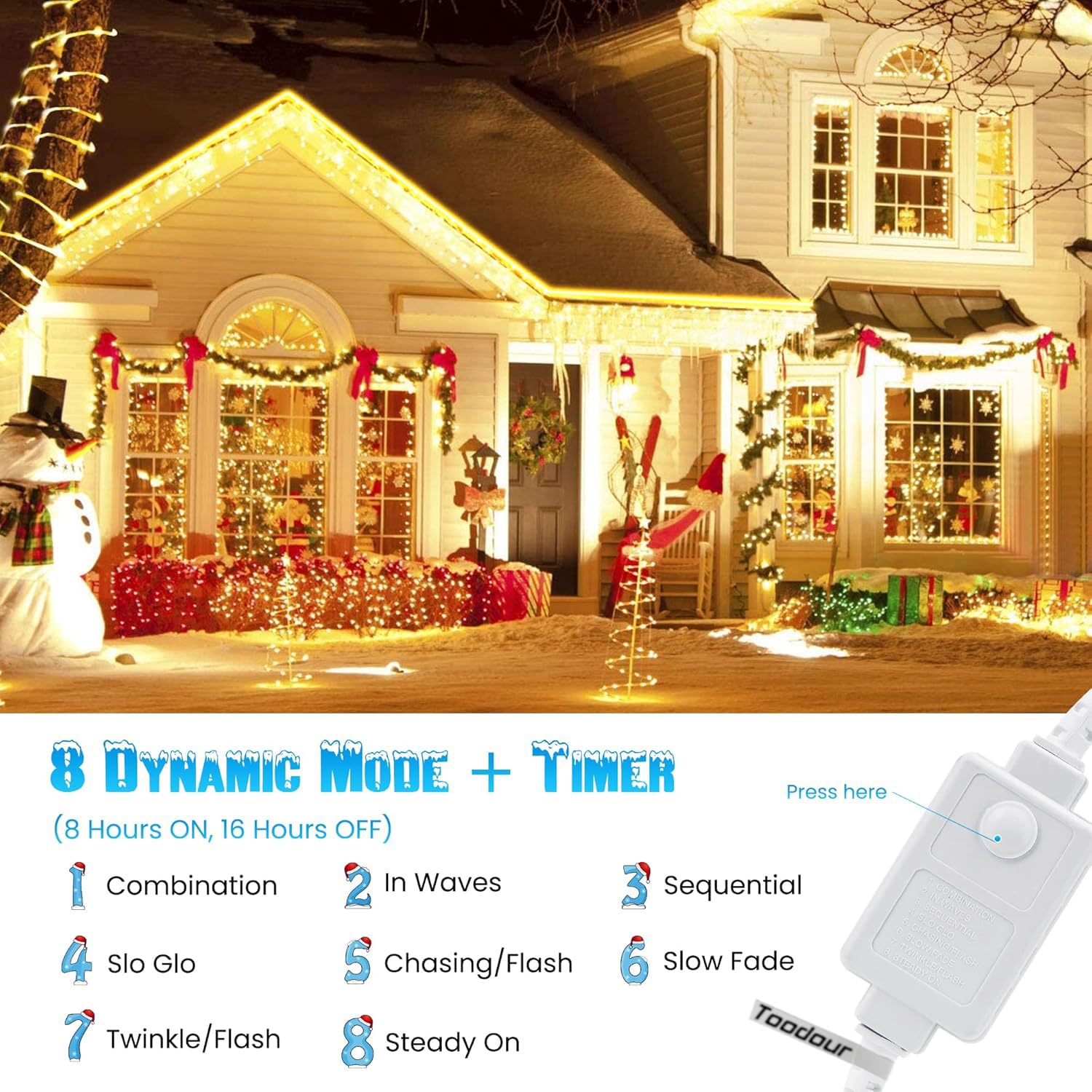 Toodour Led Rope Lights Outdoor, 100Ft 720 Led Christmas Tube String Lights, 8 Modes Connectable Clear Tube Decorative Lighting For Garden, Patio, Bedroom, Party, Wedding, Christmas Decor(Warm White)