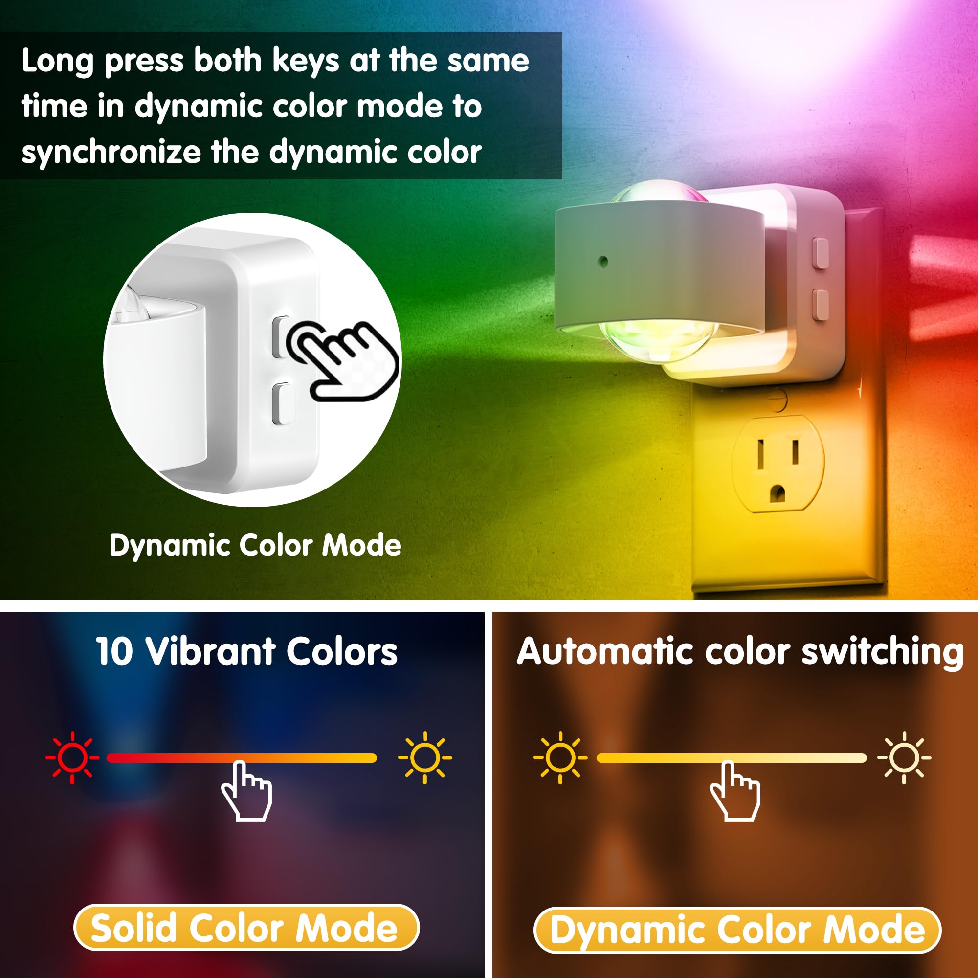 L Lohas Led Night Light  Color Changing Night Lights Plug Into Wall  Rotating White Nightlight  Dusk To Dawn Sensor  Rgb Rainbow Nightlights Projector For Bathroom  Gaming Room  Decor  Gifts 2 Pack