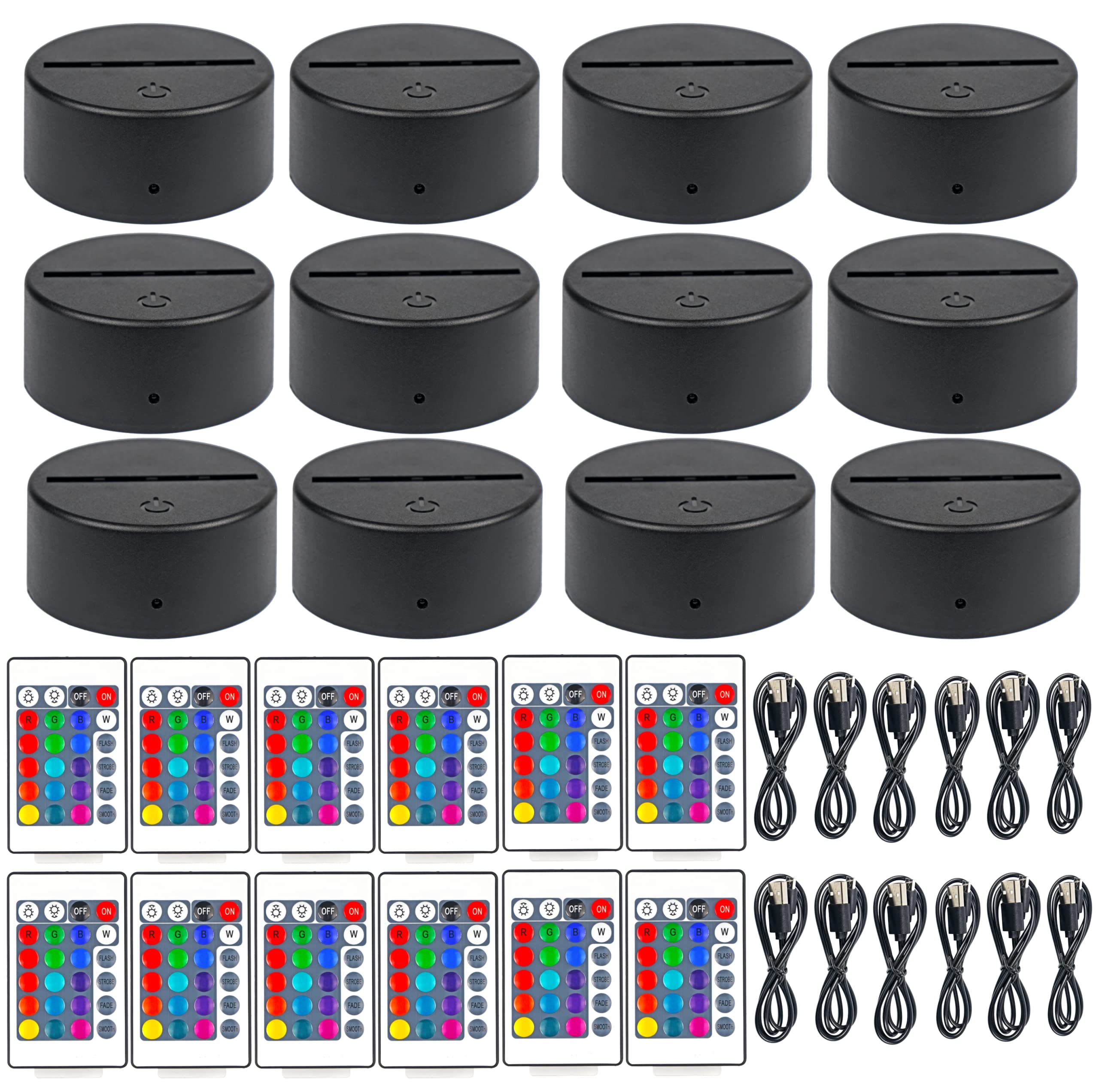 VANSIHO 16 Colors 3D LED Night Light Base fit for DIY 3D Illusion Pattern on Acrylic Blanks for Kids/Boys/Girls,12 Sets 3D Night