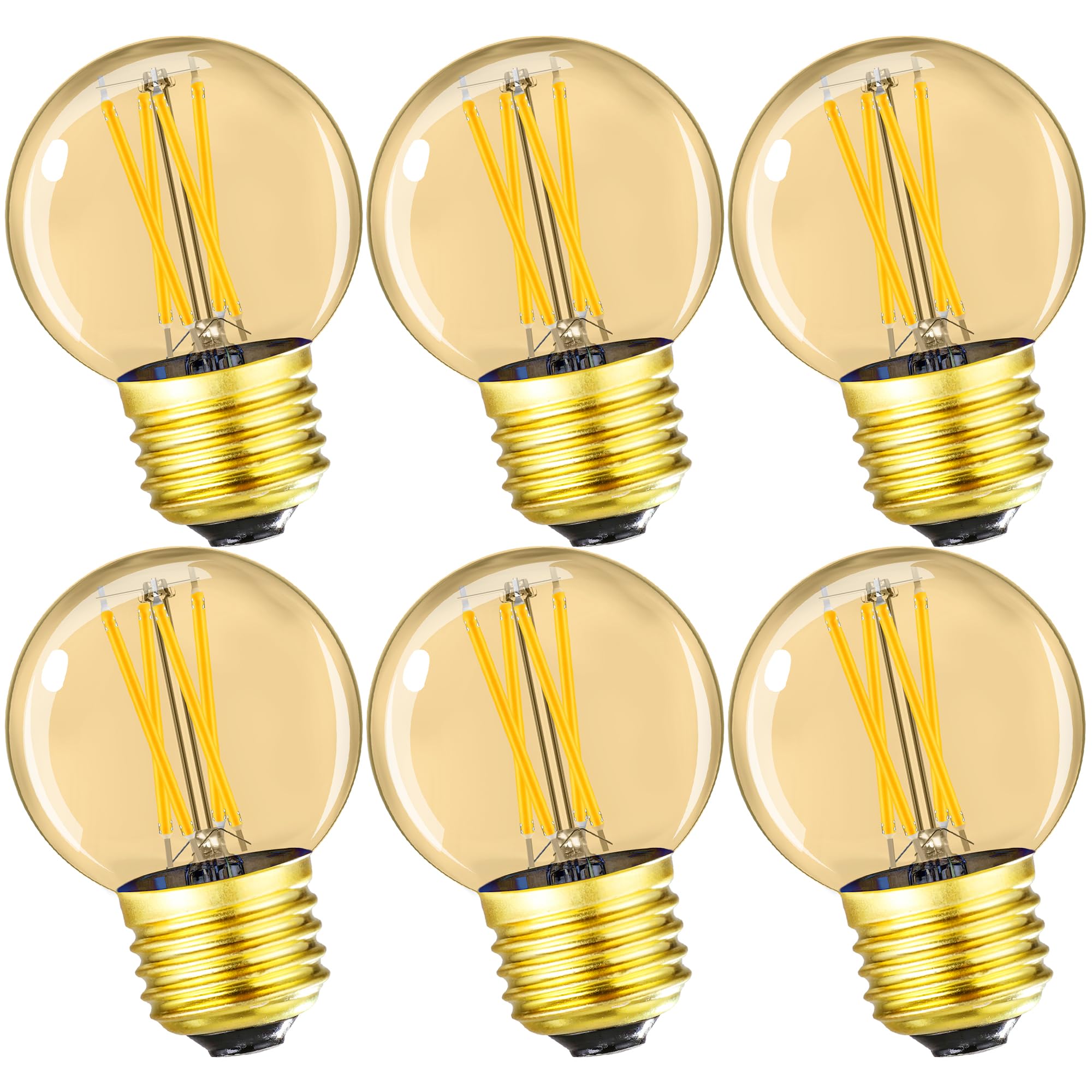 Leools G16.5 E26 Led Bulb 4W Equal 40 Watt Vintage Led Edison Bulb Ac120V 400Lm 2700K Amber Warm White Clear Dimmable Led Bulb F