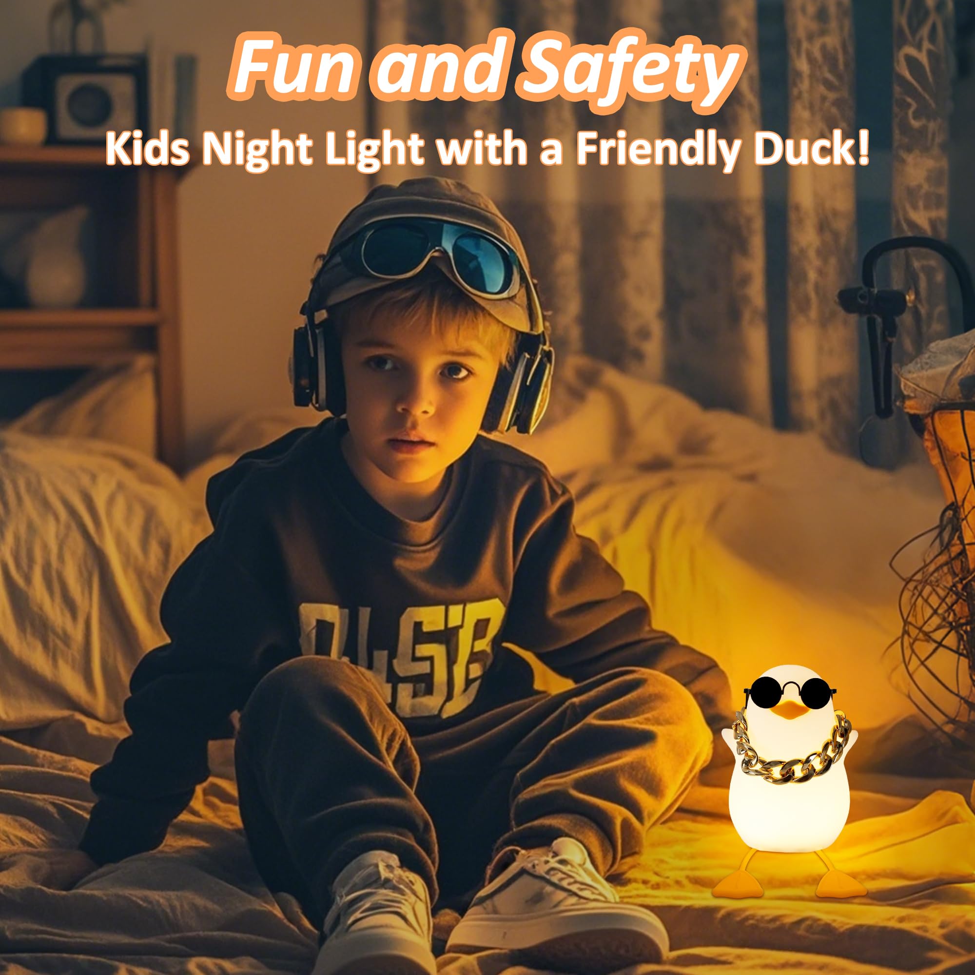 Anywin Duck Night Light For Kids, Cute Benson Ducks Gifts, Squishy Touch Silicone Animal Nursery Bedside Lamp Goose Gifts, Dimme