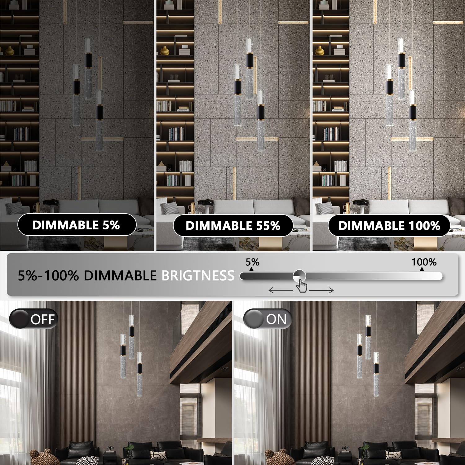 Embring Black And Gold Pendant Light For Kitchen Island,Dimmable Modern Led Pendant Lighting Kitchen Island 3 Pack,Luxury Kitche