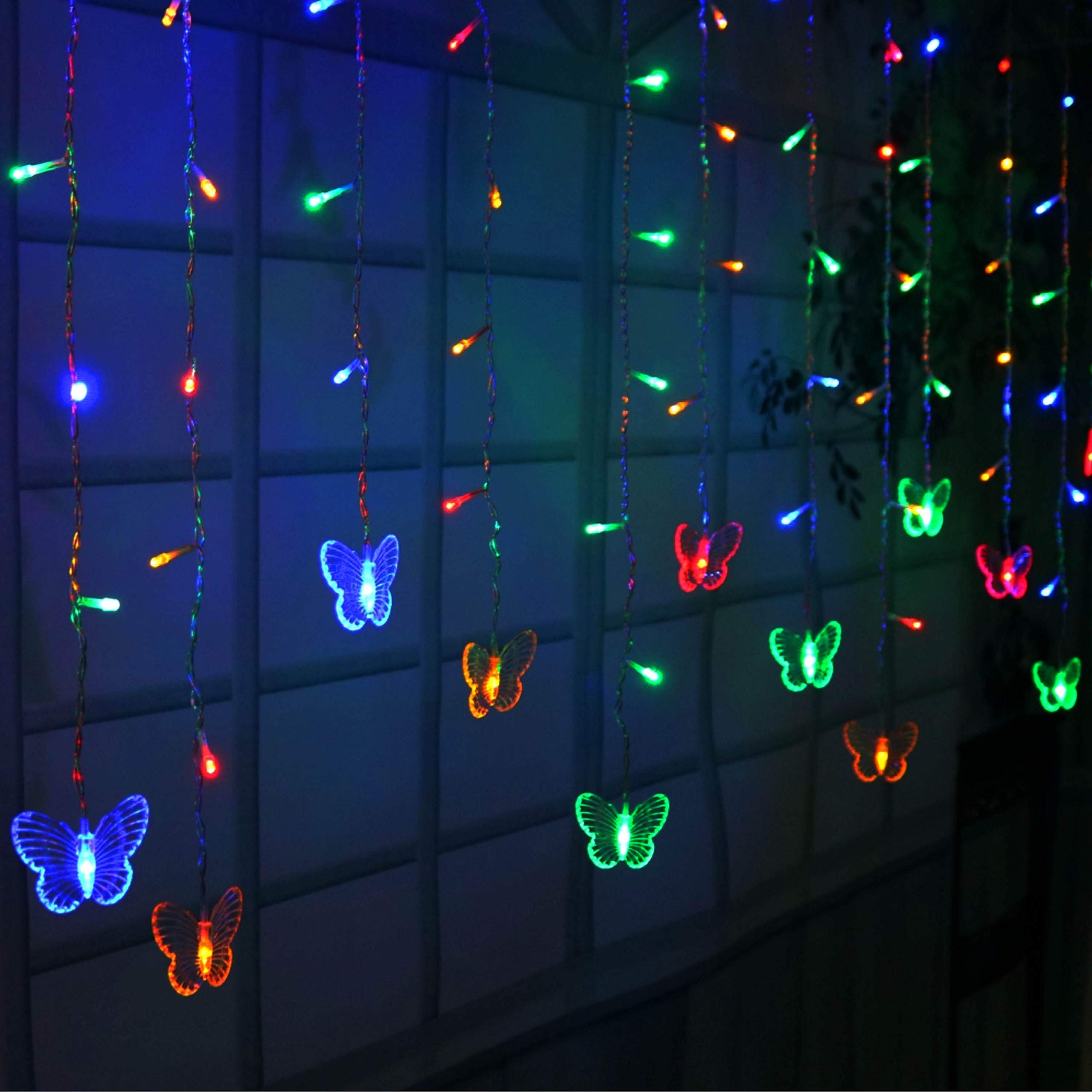 Decorman Butterfly Curtain Lights, 13Ft 96 Led Usb Window Fairy Lights 16 Butterflies 8 Modes Firefly Twinkle Timer String Lights With Remote For Room Bedroom Wall Ceiling Party Wedding Christmas