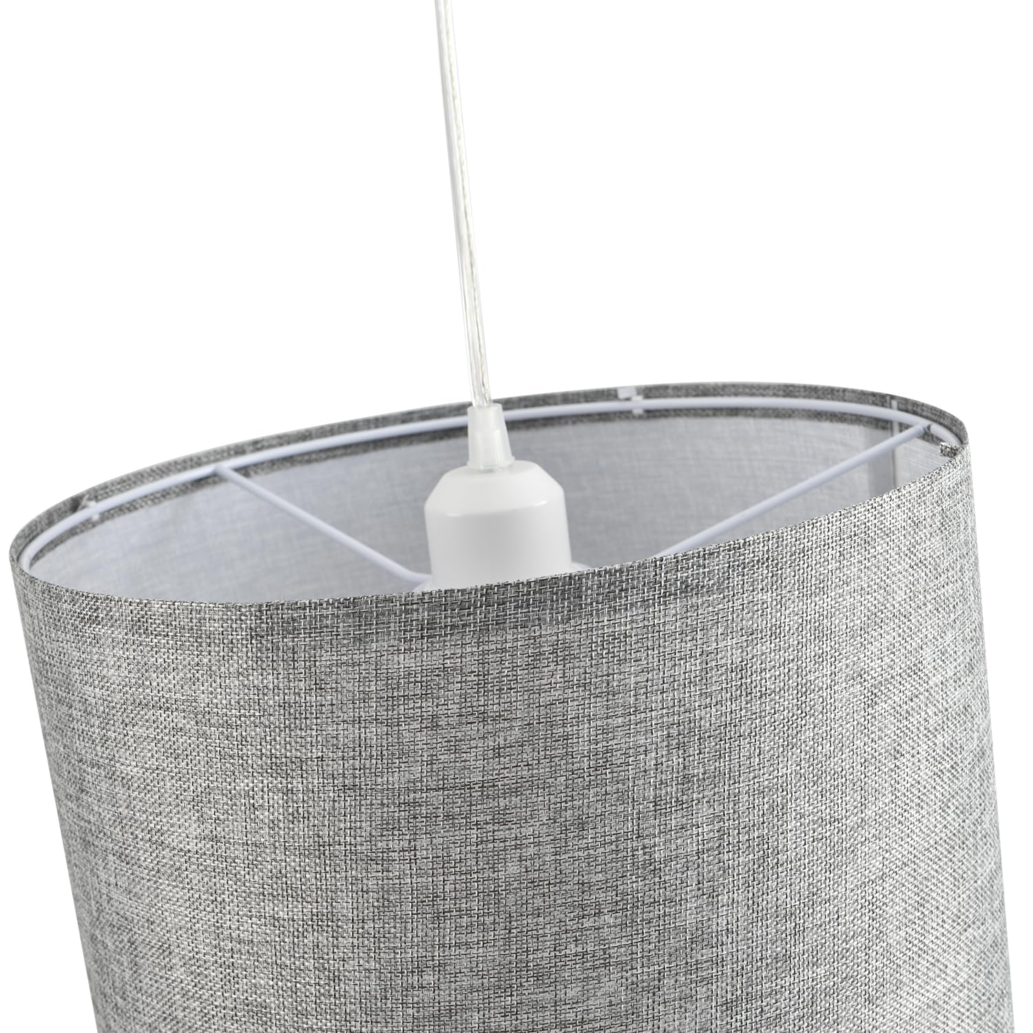 Ihengyanlt 2 Pack Plug In Pendant Light, Hanging Light With 15Ft Clear Cord, On/Off Switch, Grey Fabric Lamp Shade, Hanging Light Fixture For Bedroom, Kitchen, Living Room, Dining Table