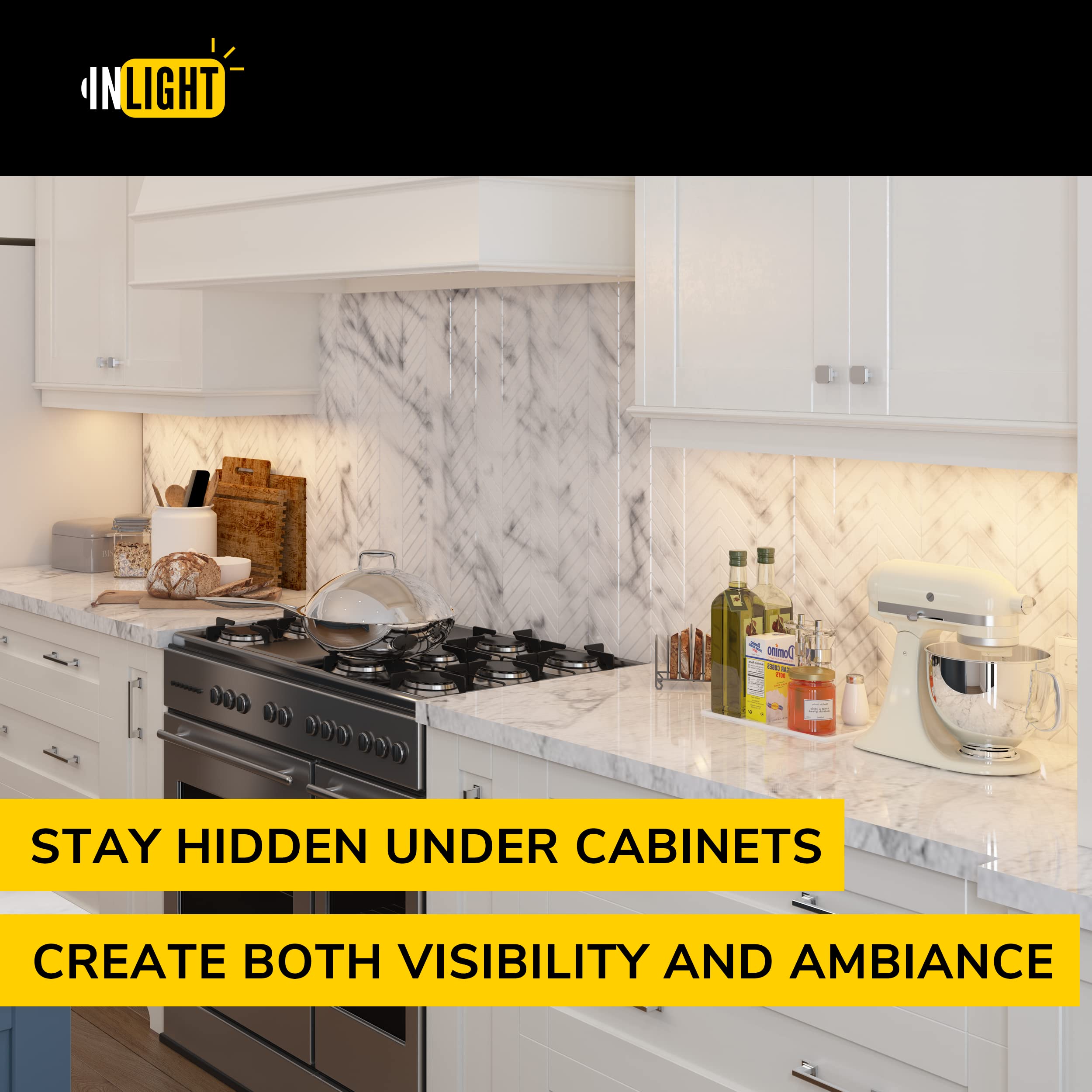 Getinlight 18-Inch Hardwired Only Led Under Cabinet Lighting, Soft White(3000K), Dimmable, Matte White Finished, Etl Listed, In-