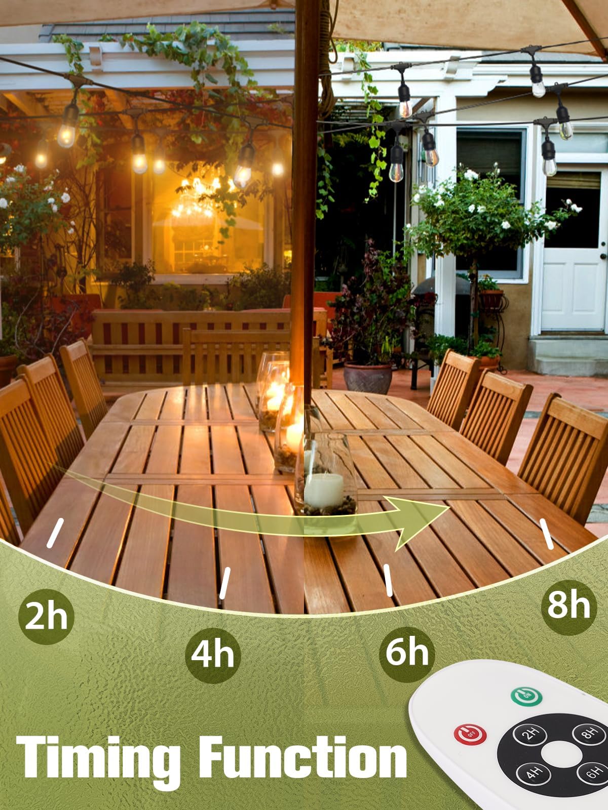 Addlon 48 Ft Outdoor String Lights Timer Control Commercial Grade Weatherproof 18 Edison Vintage Bulbs Etl Listed Heavy-Duty Decoration Christmas Lights For Patio Backyard Garden