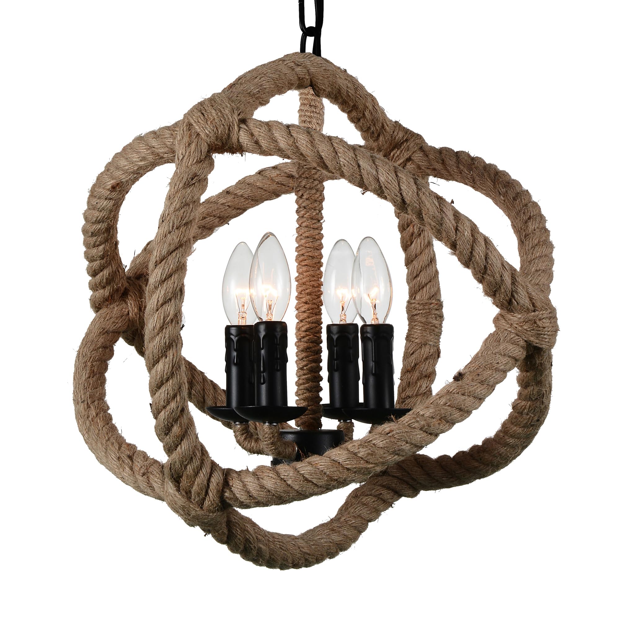 Cwi Lighting Padma Black Metal Chandelier - 4 Light Farmhouse Pendant Fixture