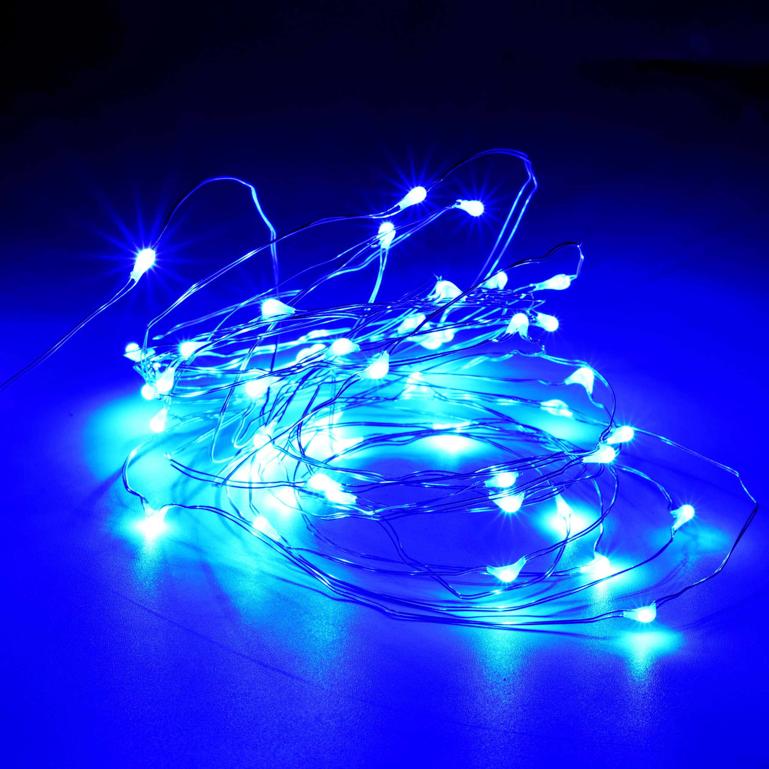 Karlling Usb Plug In Led Fairy Lights 5 Packs Of 50 Led Bulbs 16 Ft Silver Wire Waterproof Starry String Lights For Bedroom Patio Garden Party Wedding Commercial Lighting (Blue)