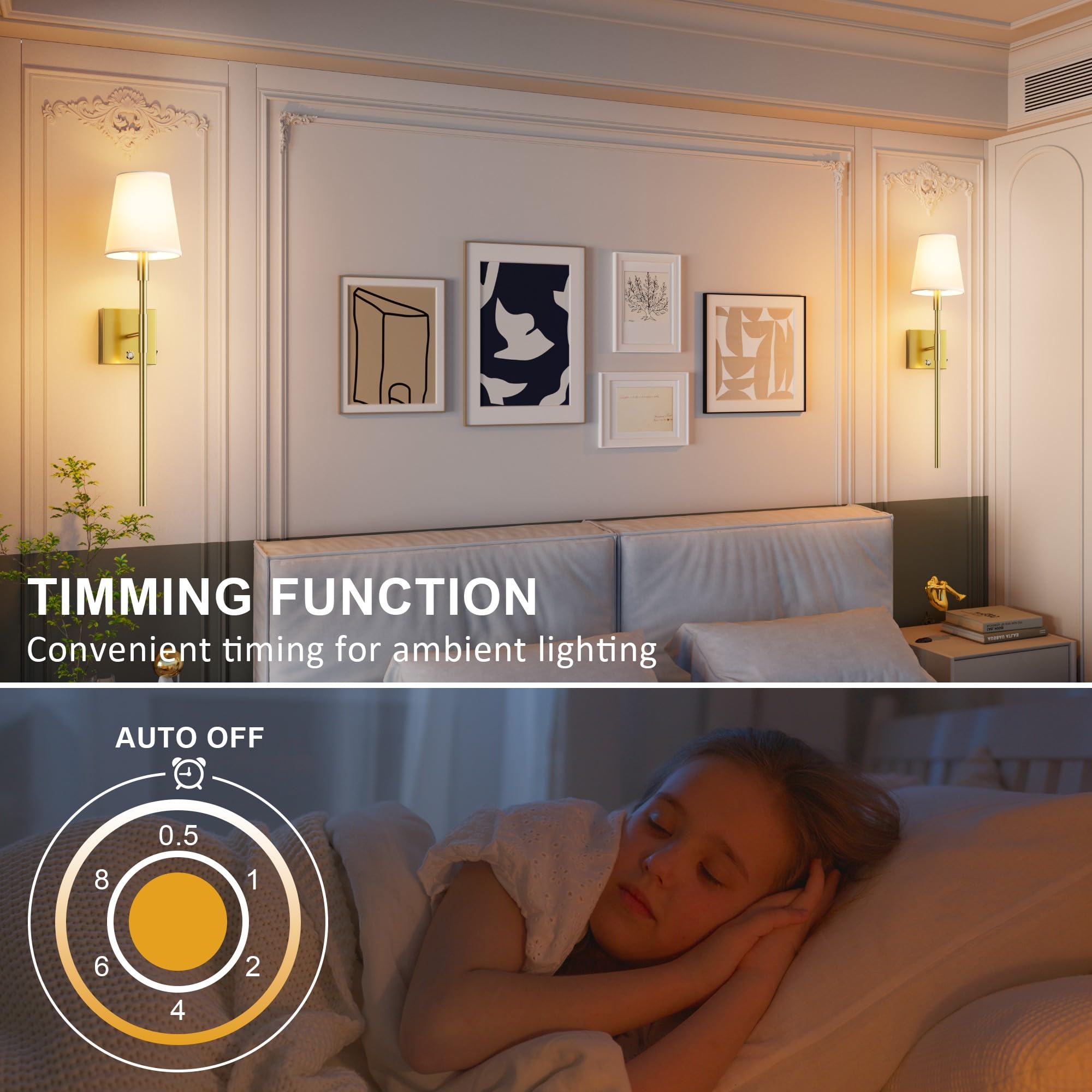 Aoceley Rechargeable Wall Sconces 11000mAh, 3-Color Dimmable Light with Remote & Touch Control, 27in, Gold, Model HW807