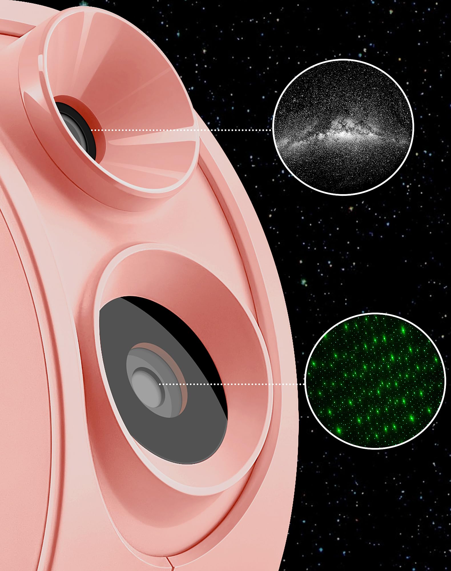 LaView Galaxy Star Projector - HD Home Planetarium, 130 ft² Area, Remote Control, Pink, Model LV-X1-P-US, 6K Replaceable Discs (4 PK)